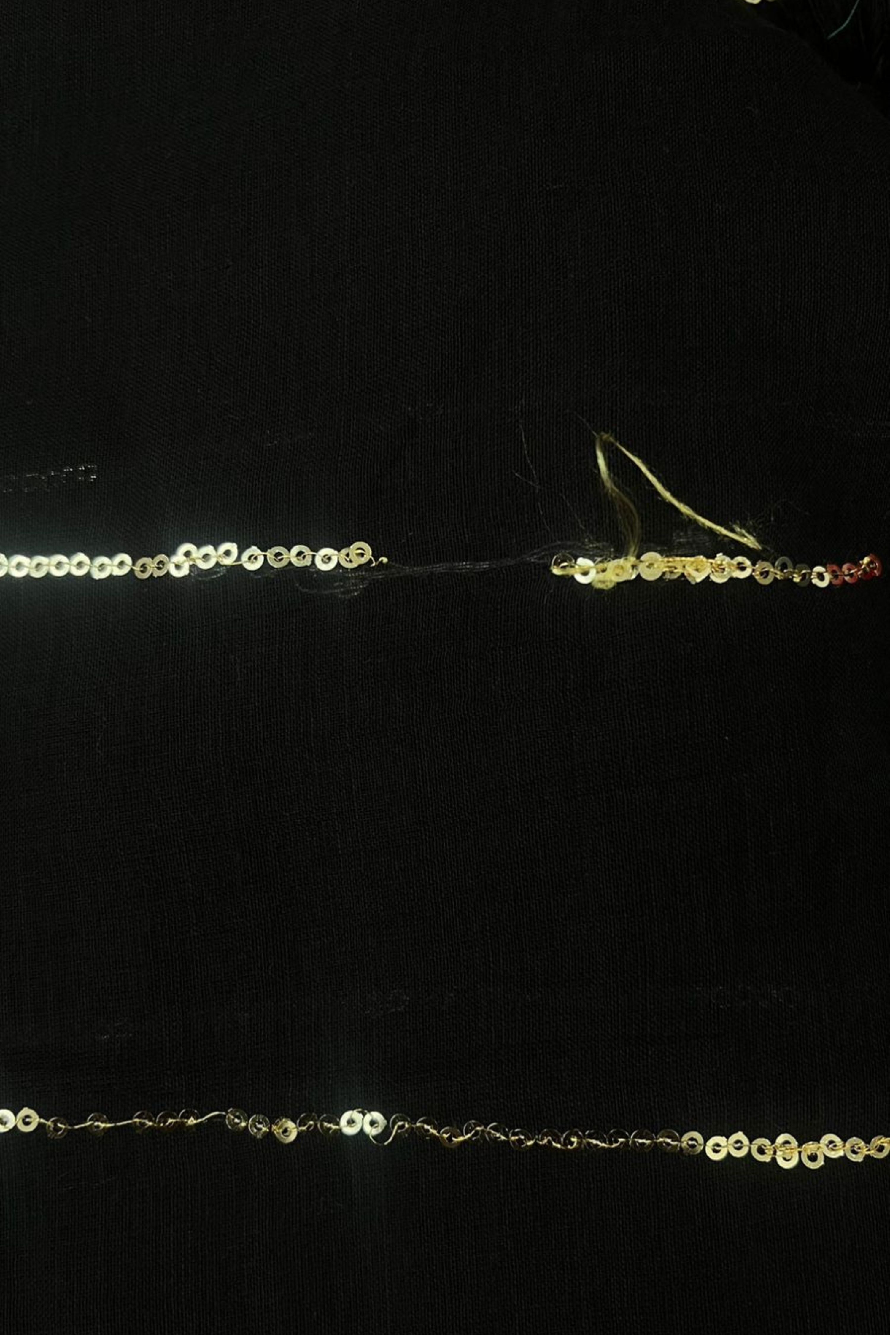 Zaalima TLR-220 I Zaalima I Black Handloom Mul Cotton Sequined Lines saree with minimul flaws