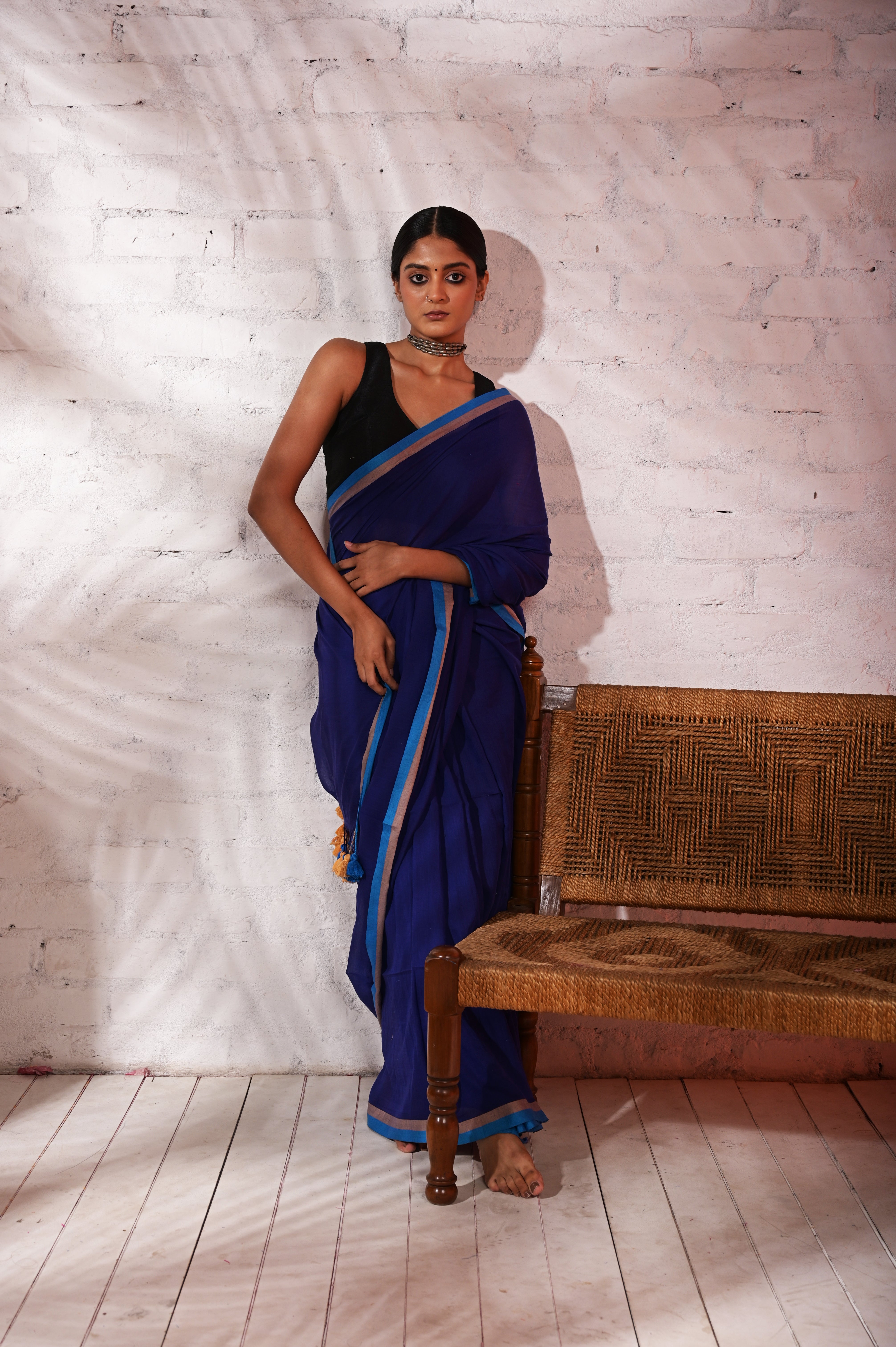 Anokhi Kahani I Dark blue mul cotton saree