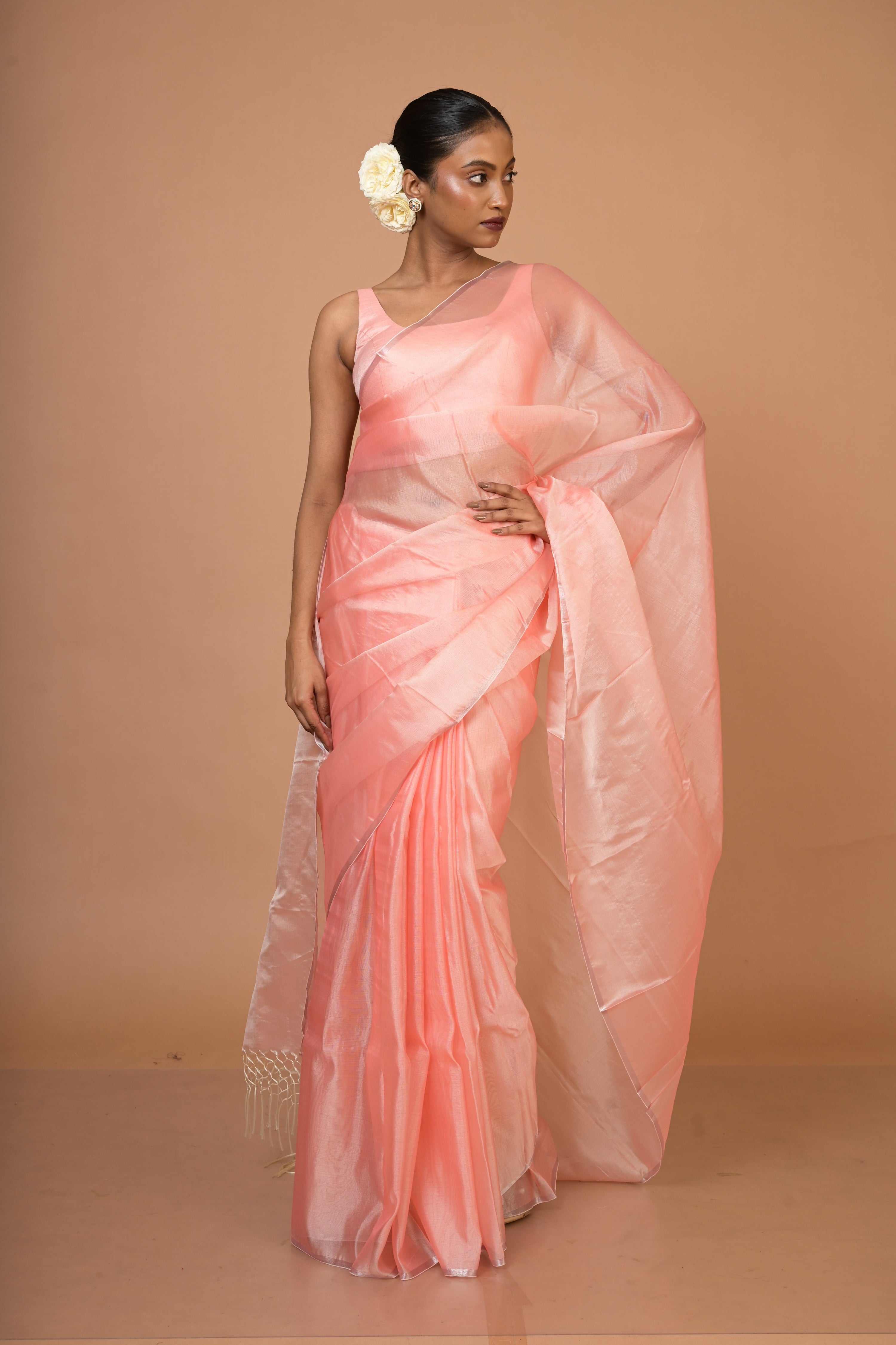 Gulabi Chandni TLR-249 I Pink handloom saree with minimal Flaws