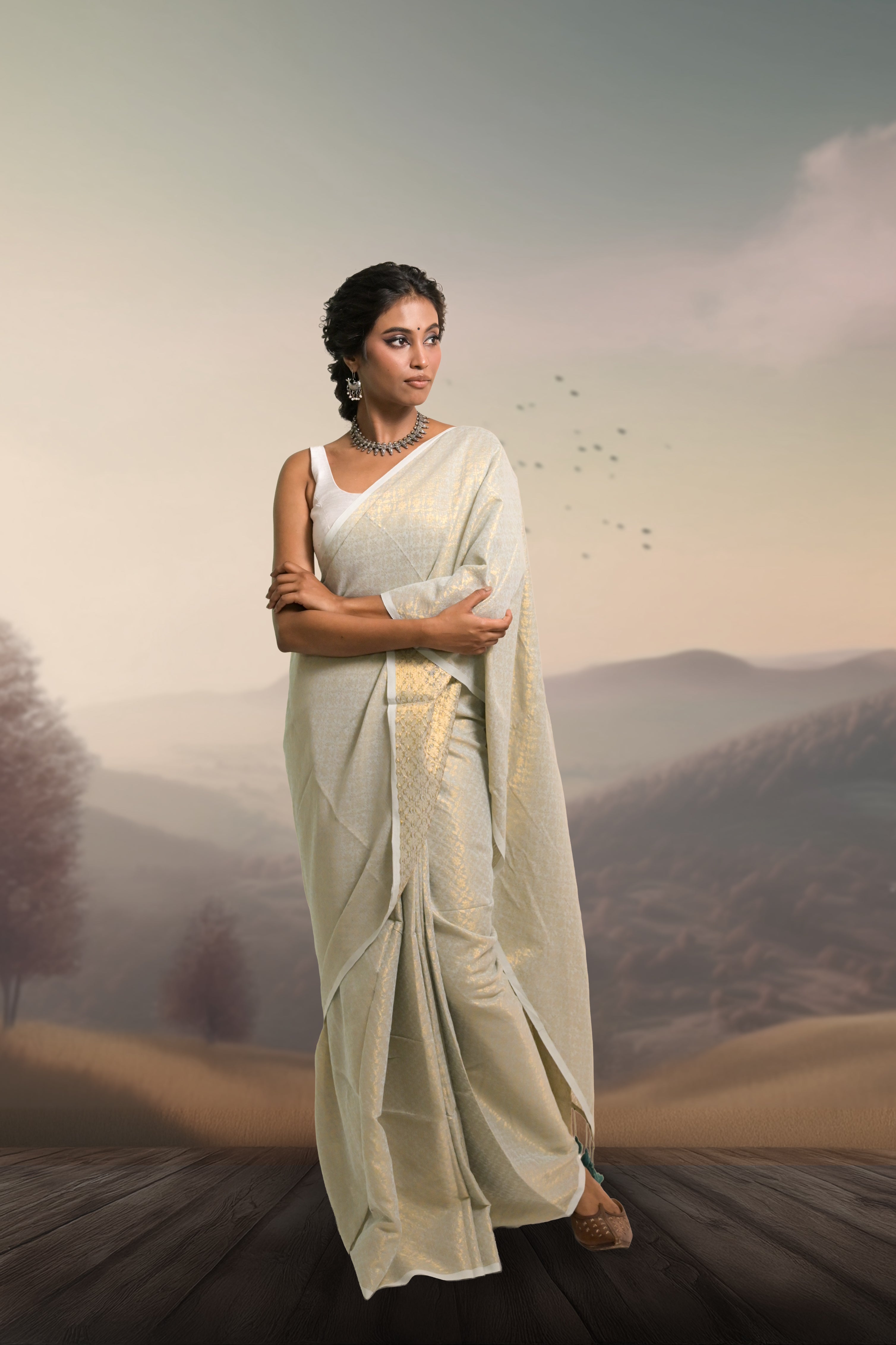 pastel-blue-gold-coloured-brocade-saree