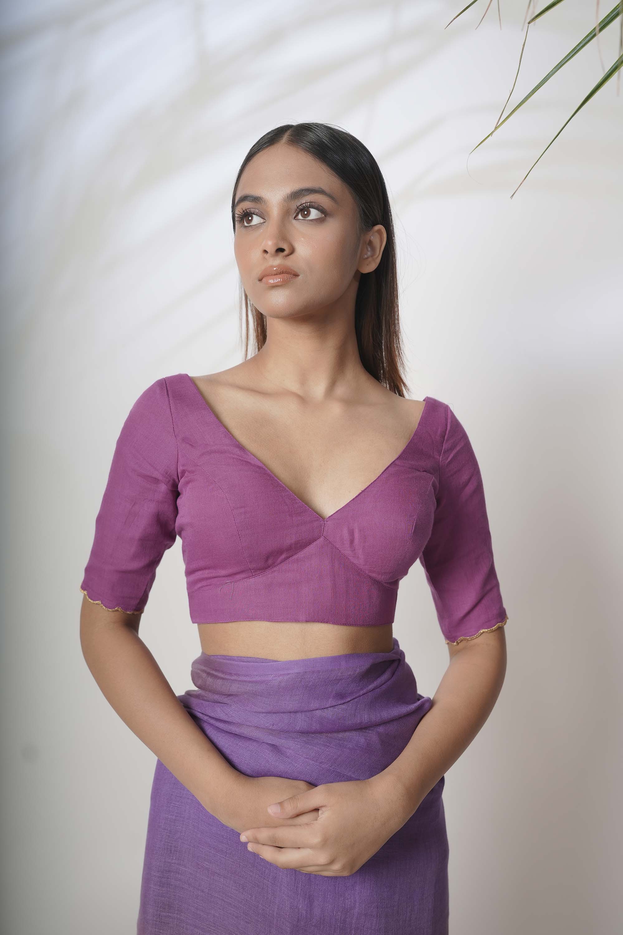 Luna I Purple modal blouse with glass sleeves