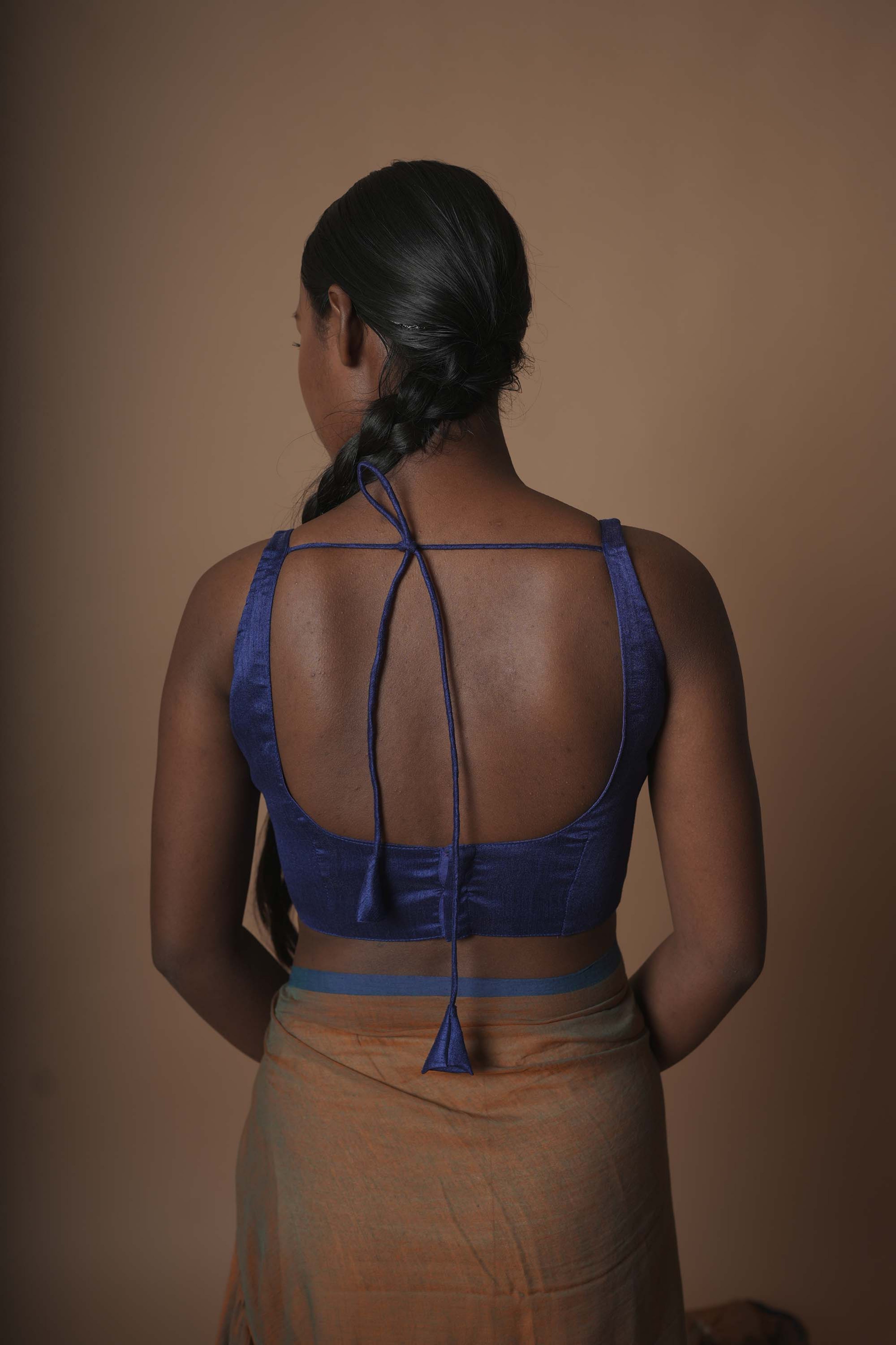 Hyacinth I Navy blue silk sleeveless blouse