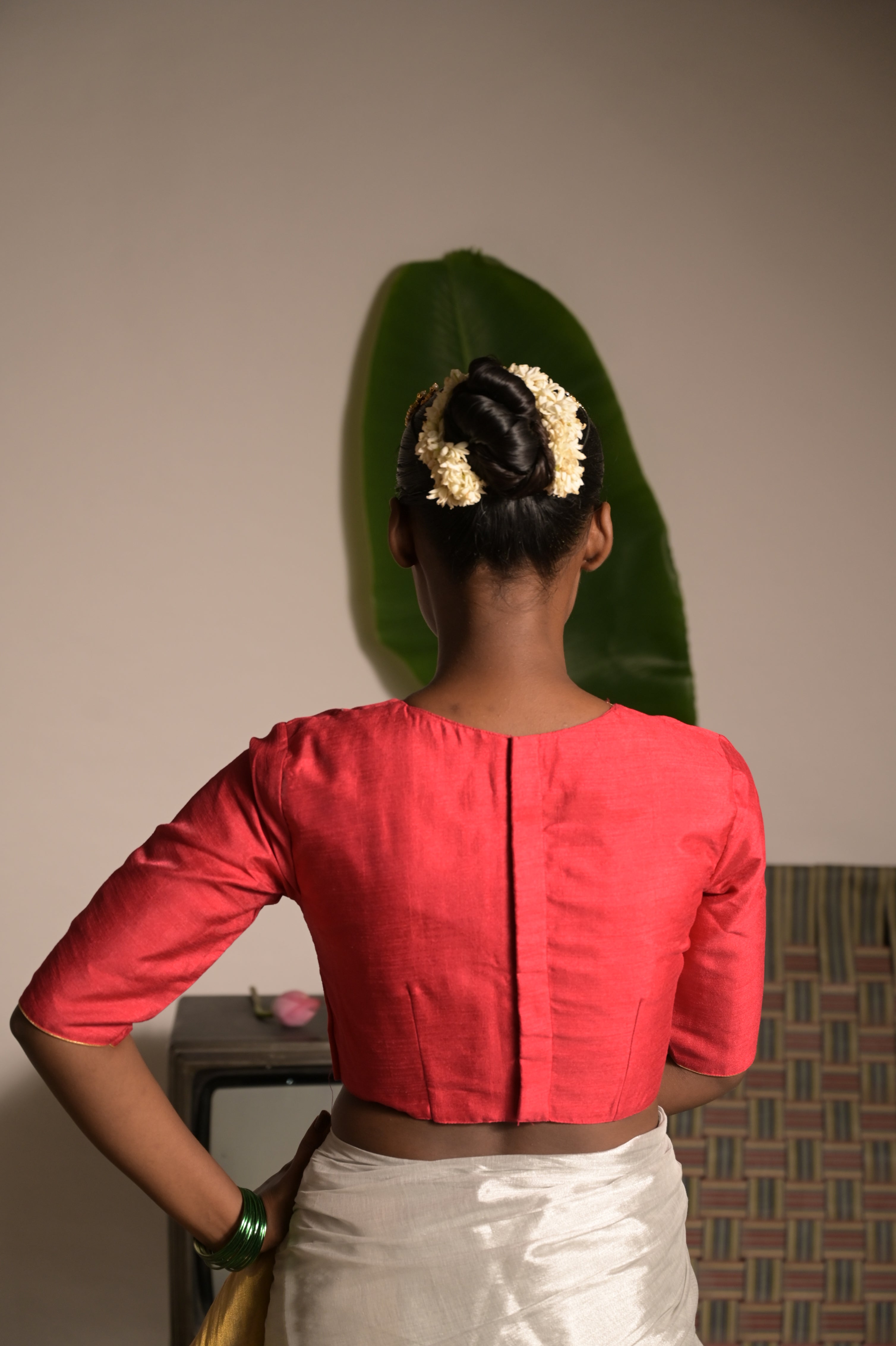 Mehal I Pink Silk Blouse with V neckline