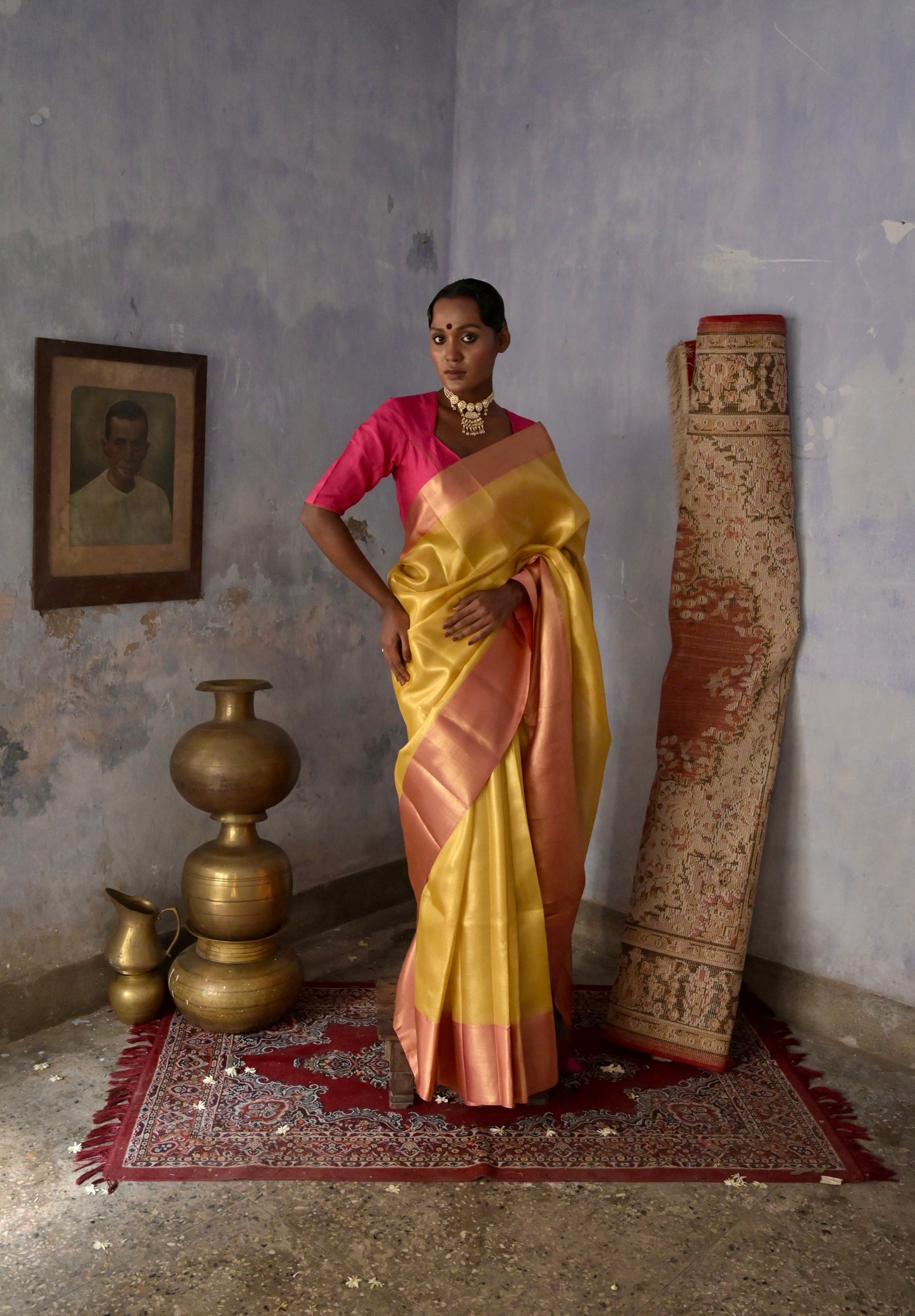 Kashiyaa I Yellow Handloom Brocade Banarasi Saree with Zari Border