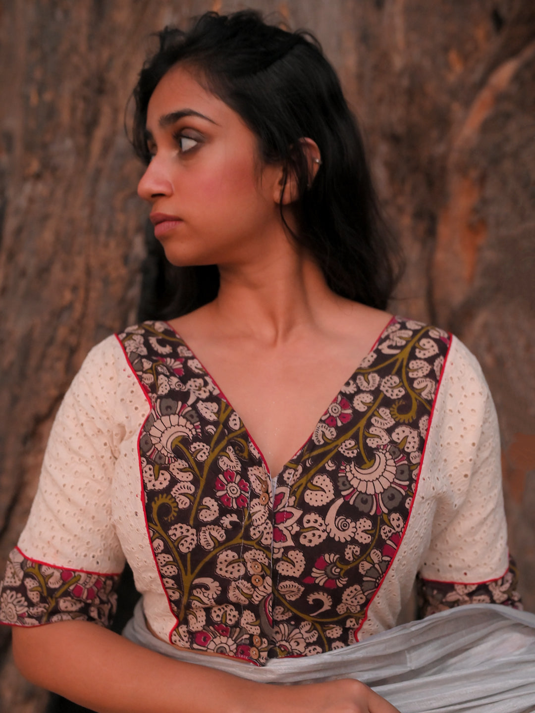 Cotton Black And White Printed Blouse