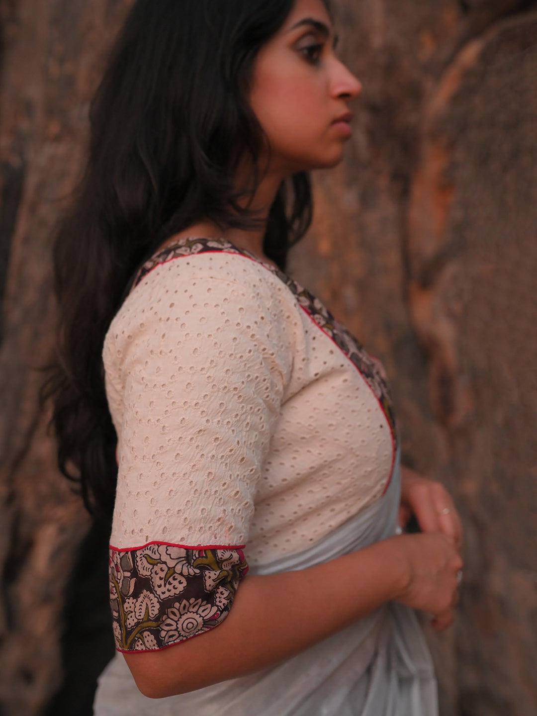 Cotton Black And White Printed Blouse