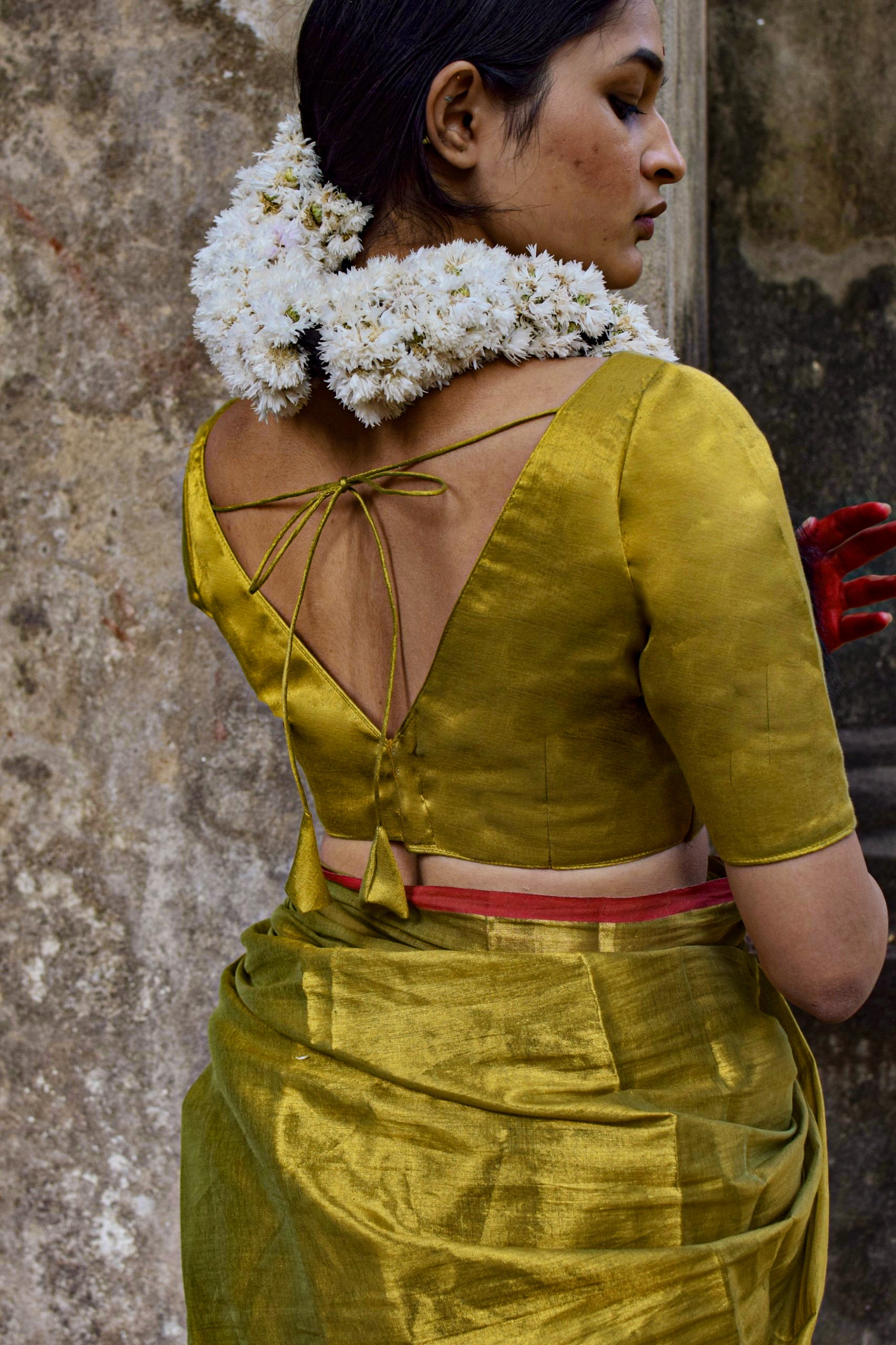 Chandrakala + Mystic Olive saree blouse combo