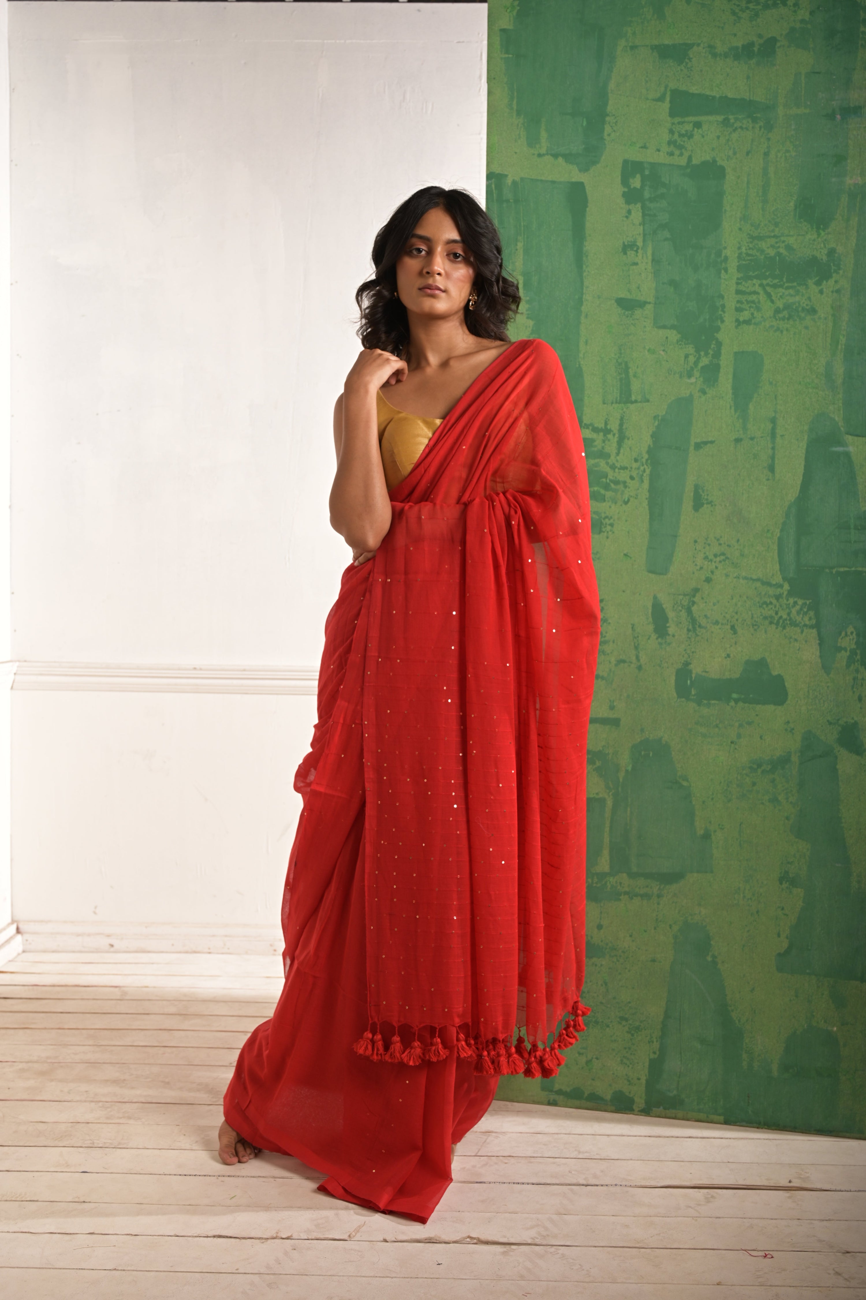hand-woven-red-beaded-sequins-saree