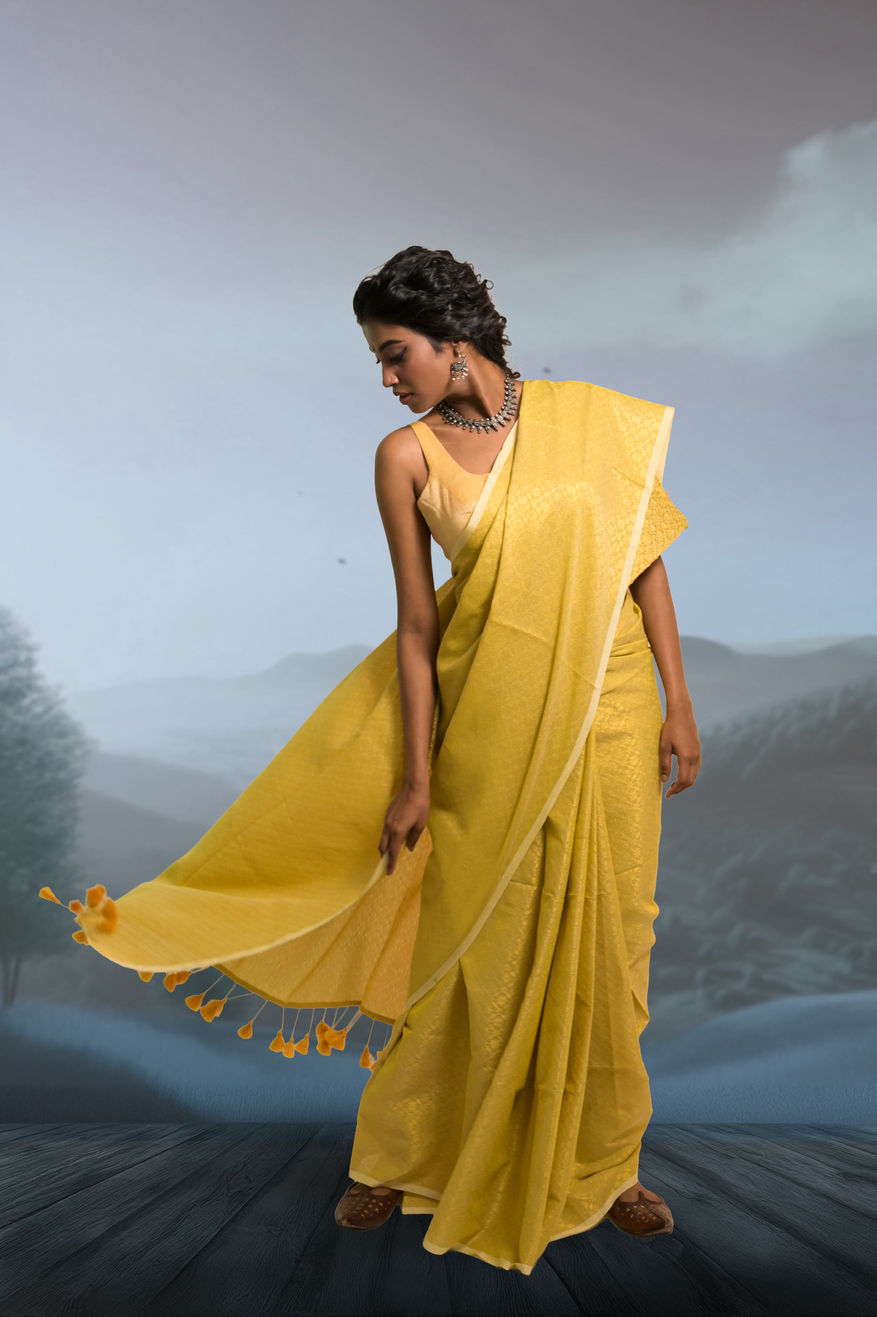 Handwoven-yellow-brocade-Saree
