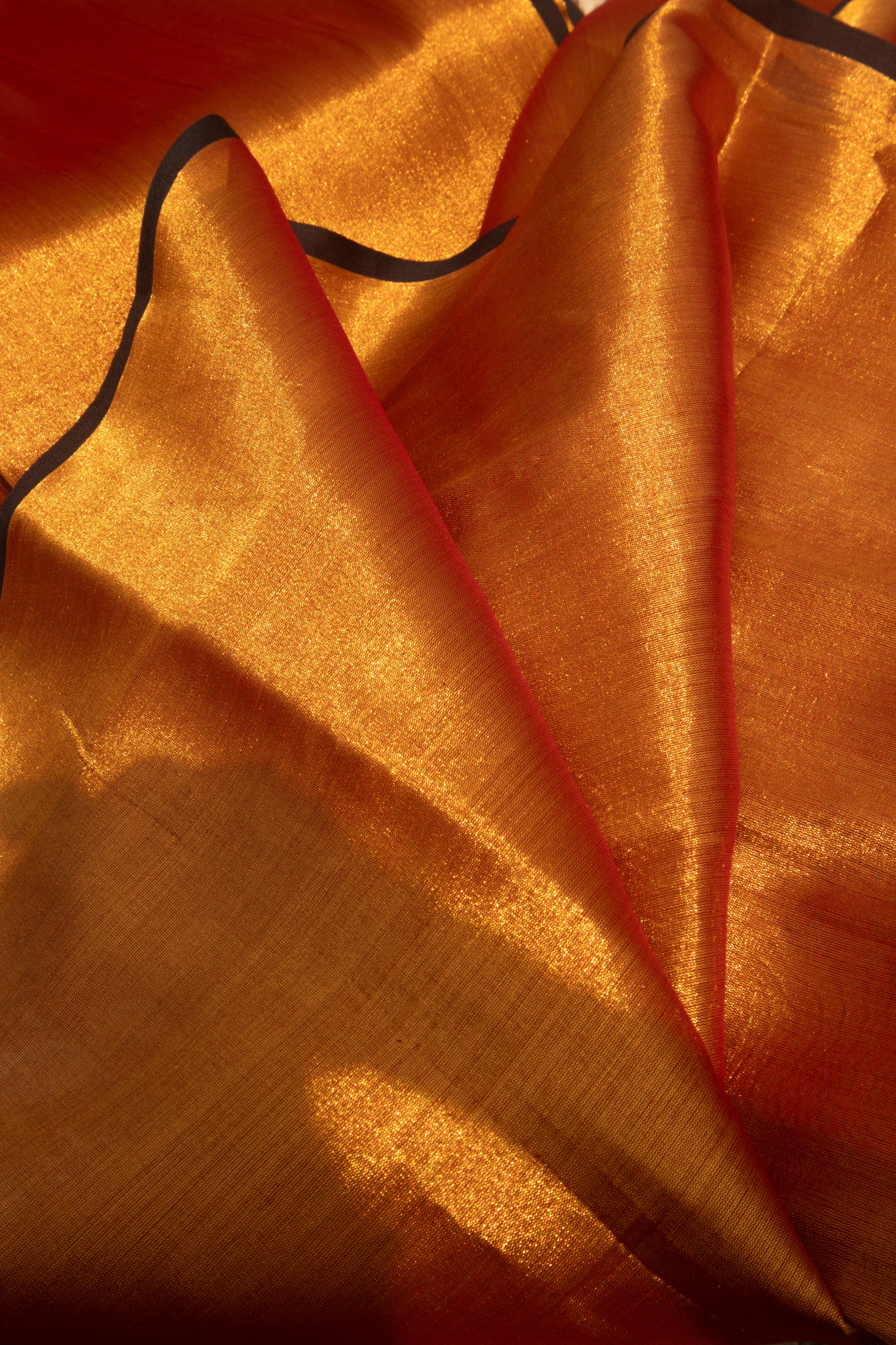 Ardhpataka Rust Gold Handwoven Fabric