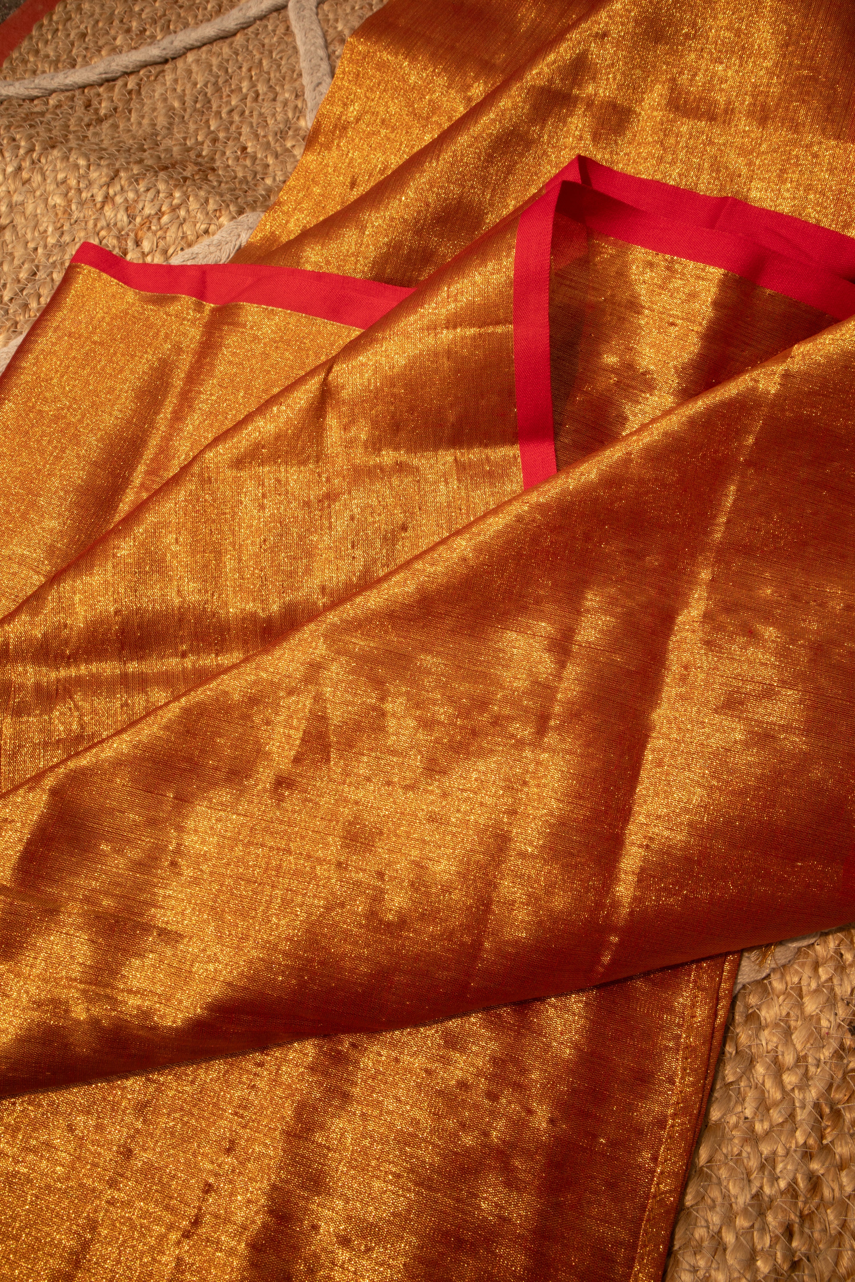 Tripataka Warm Gold Dual Tone Handwoven Fabric