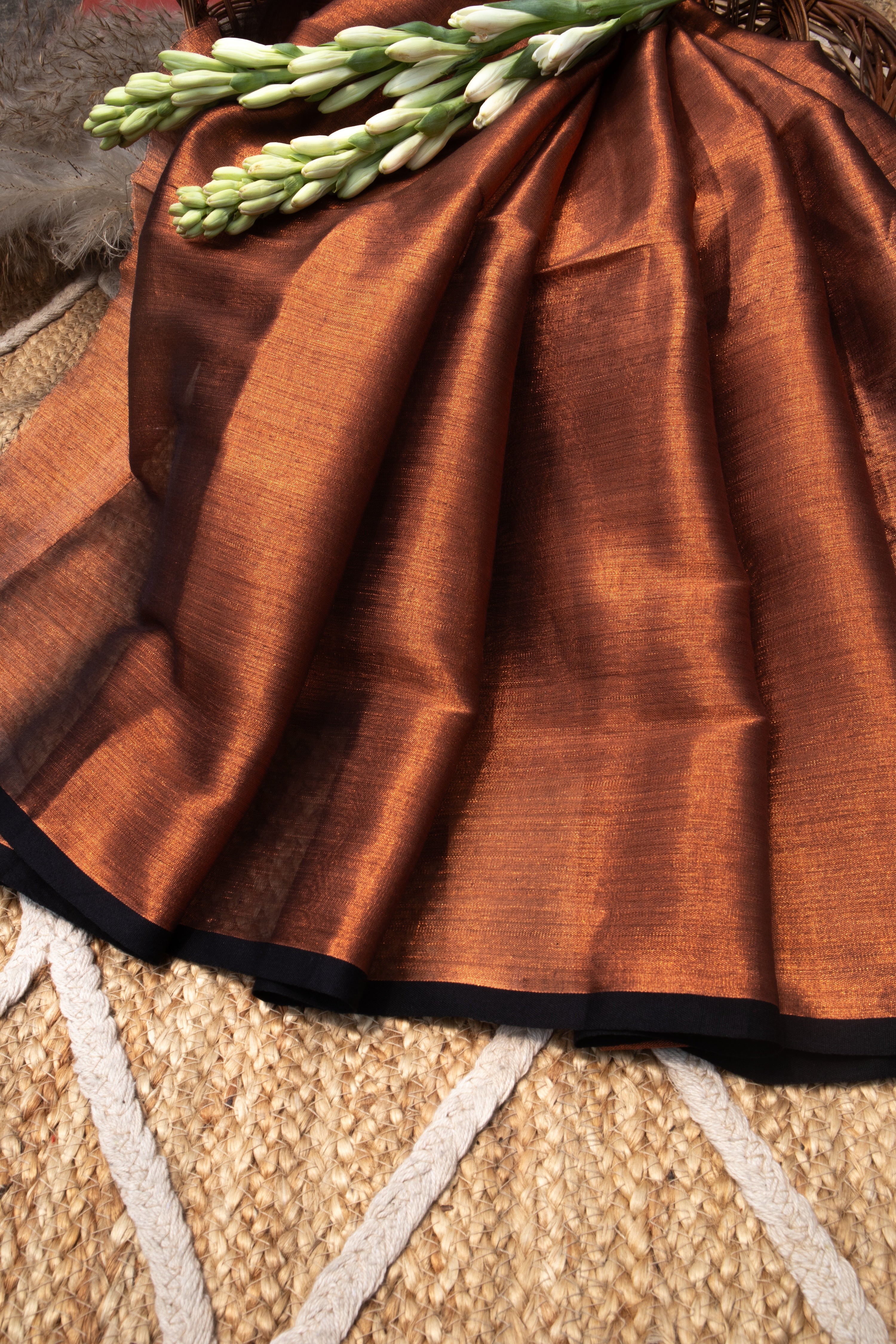 Handwoven copper tissue fabric