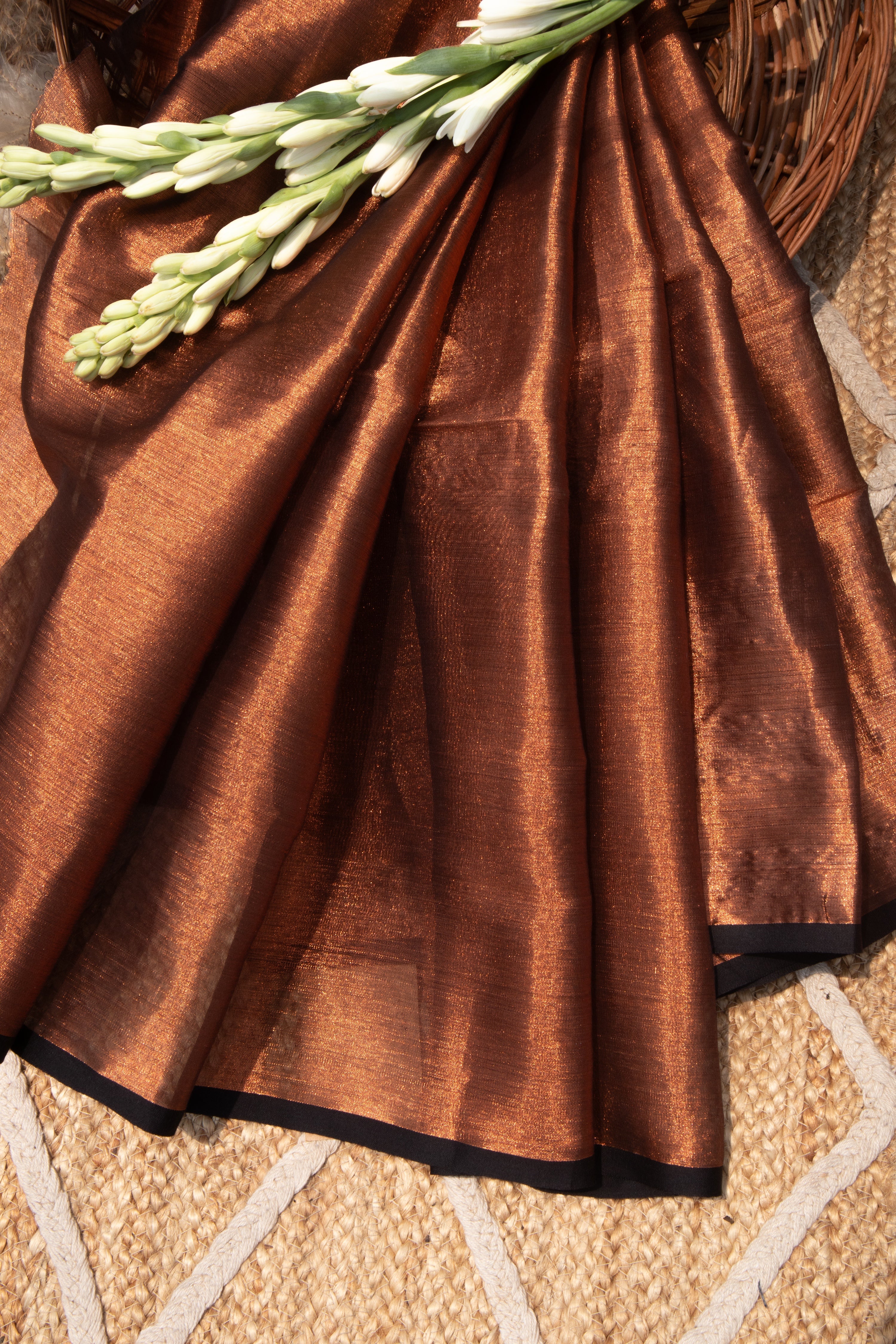 Handwoven copper tissue fabric