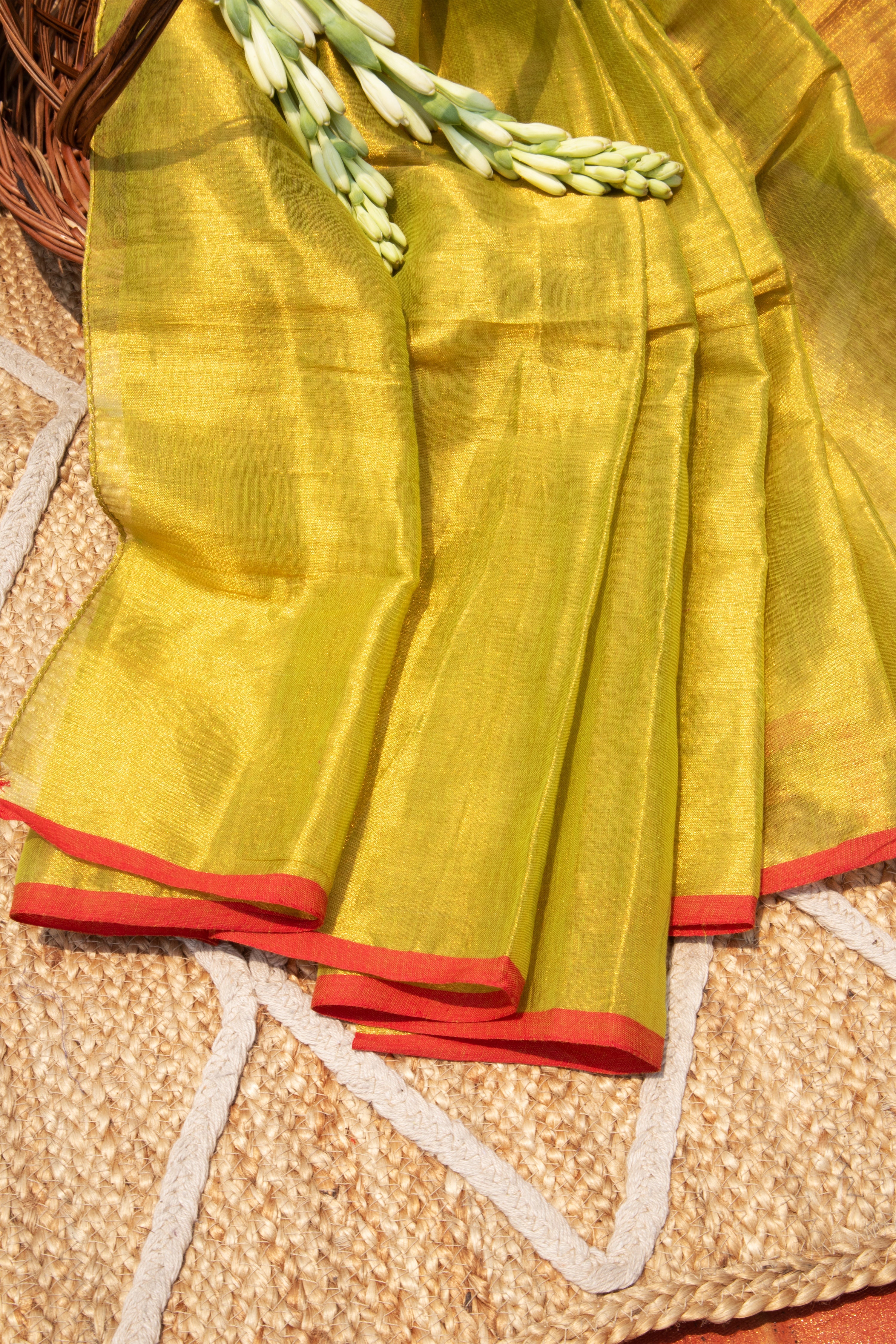 Kapittha Neon Green Handwoven Fabric