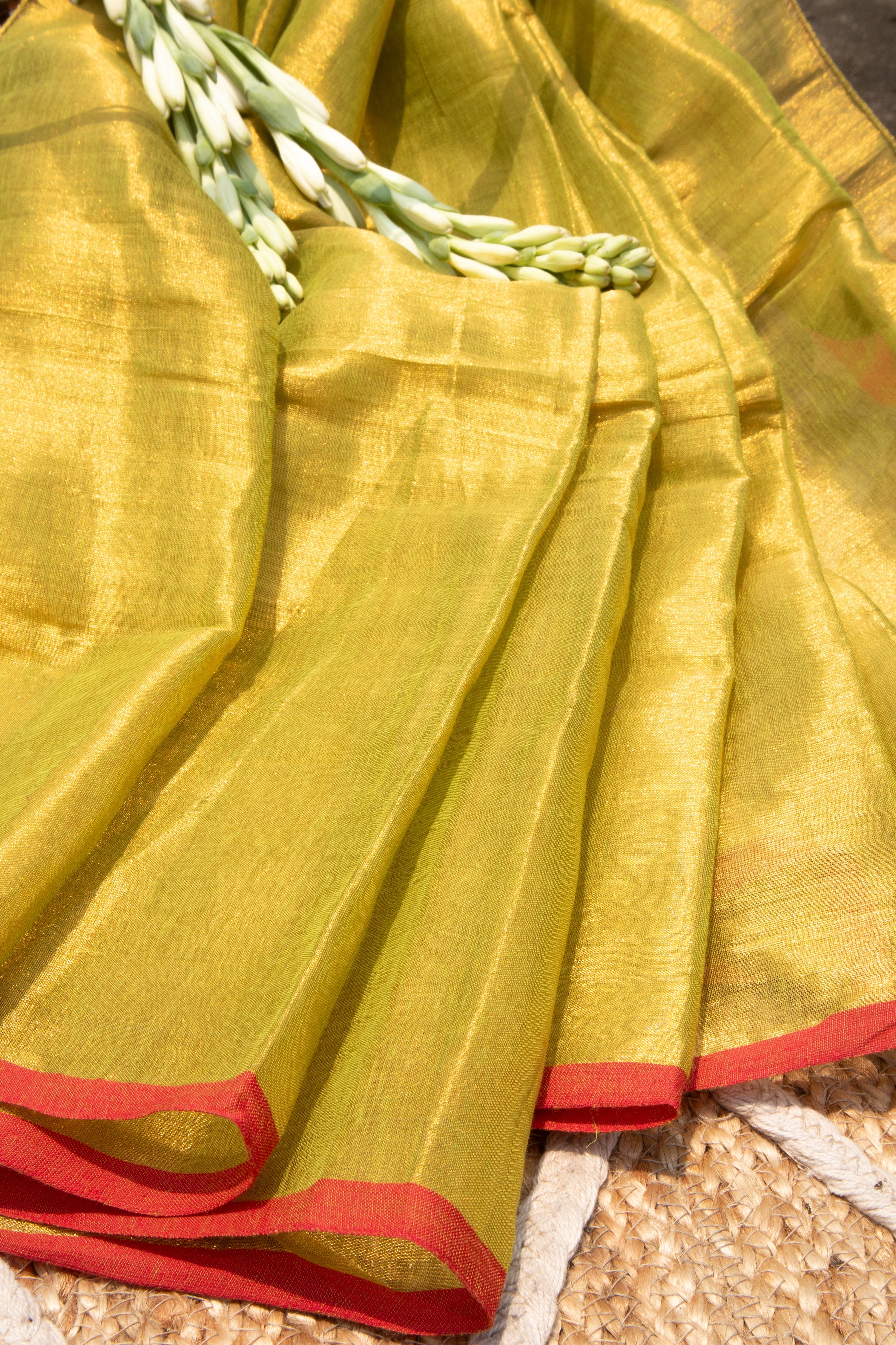 Kapittha Neon Green Handwoven Fabric