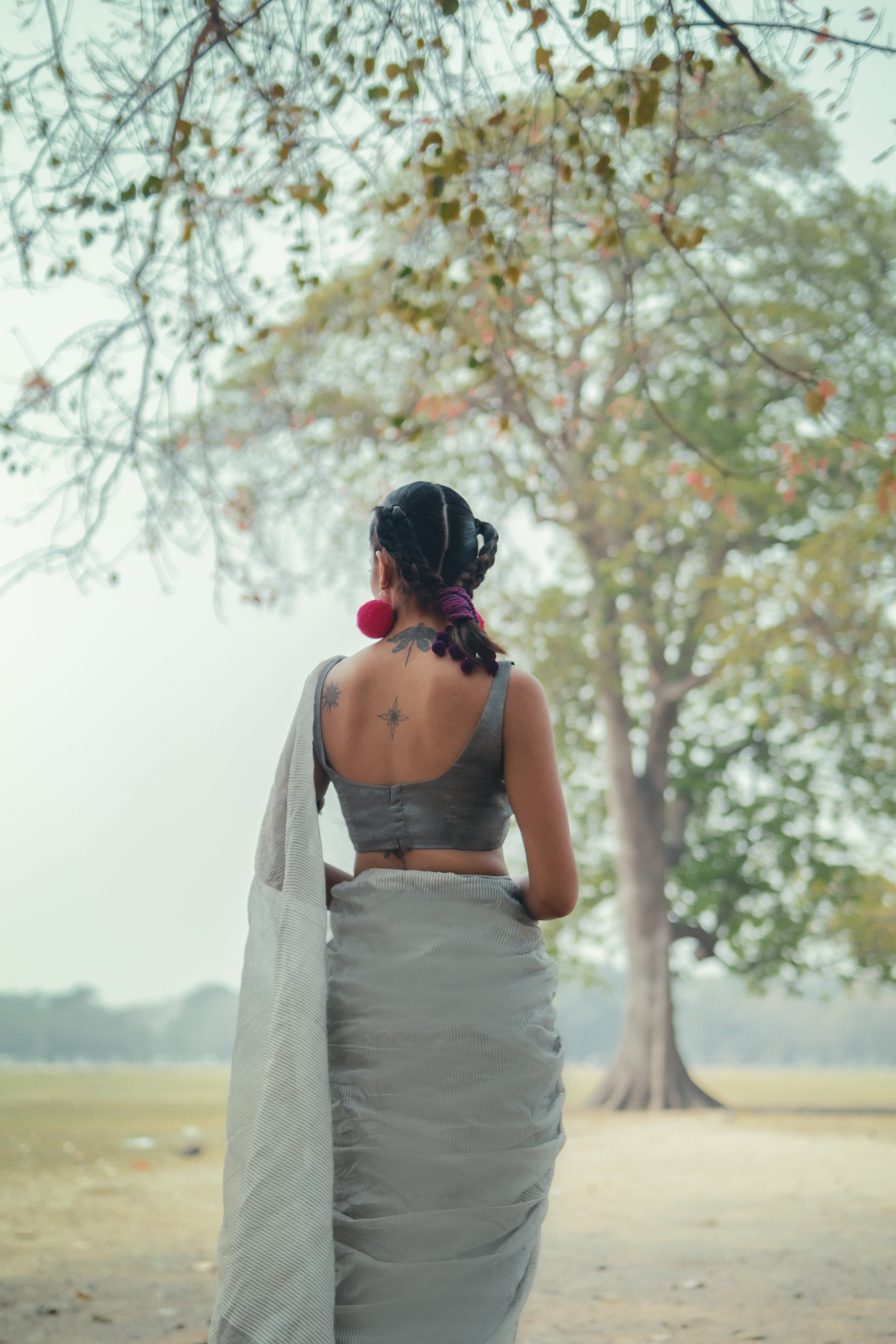 Kala Khatta TLR-405 I Grey Handloom Cotton Silk Saree with minimal Flaws