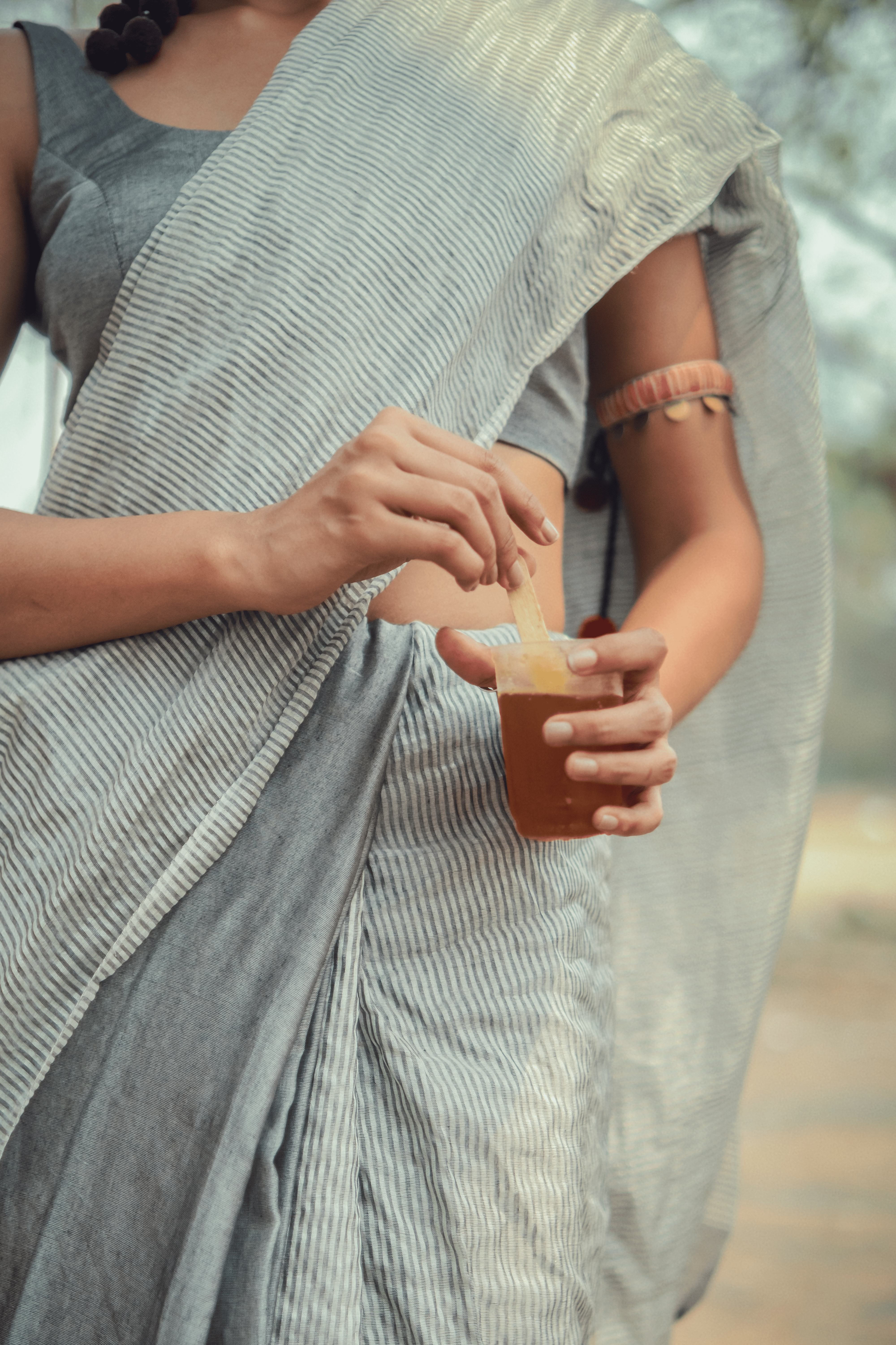 Kala Khatta TLR-405 I Grey Handloom Cotton Silk Saree with minimal Flaws