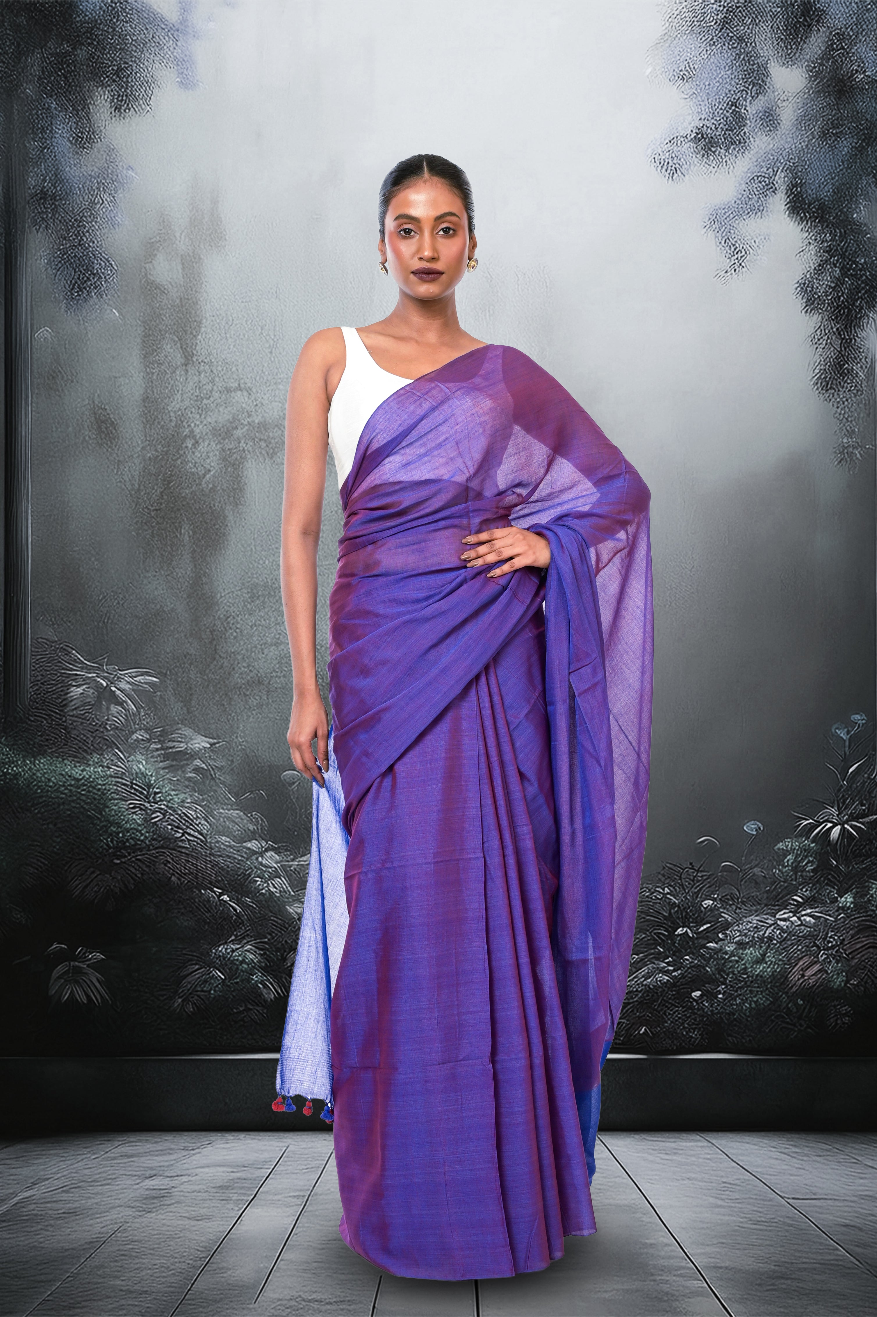 Handwoven-blue-mul-modal-saree