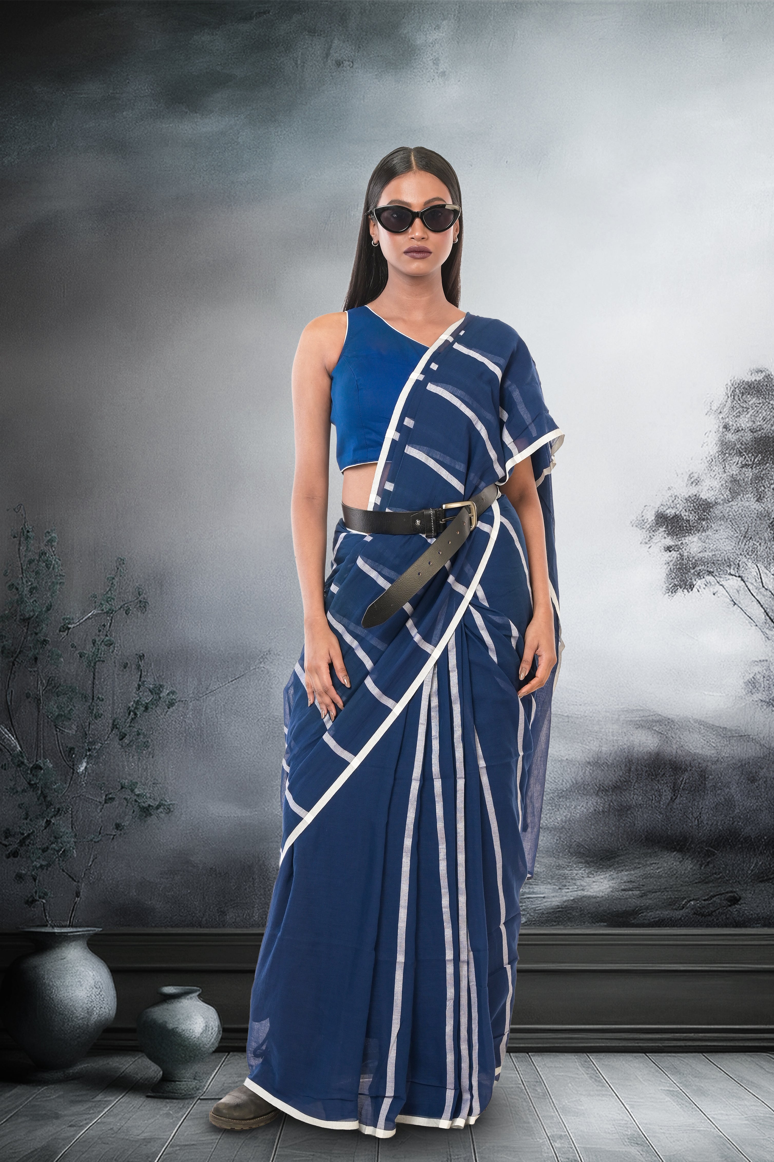 blue-handloom-cotton-saree-with-white-stripes