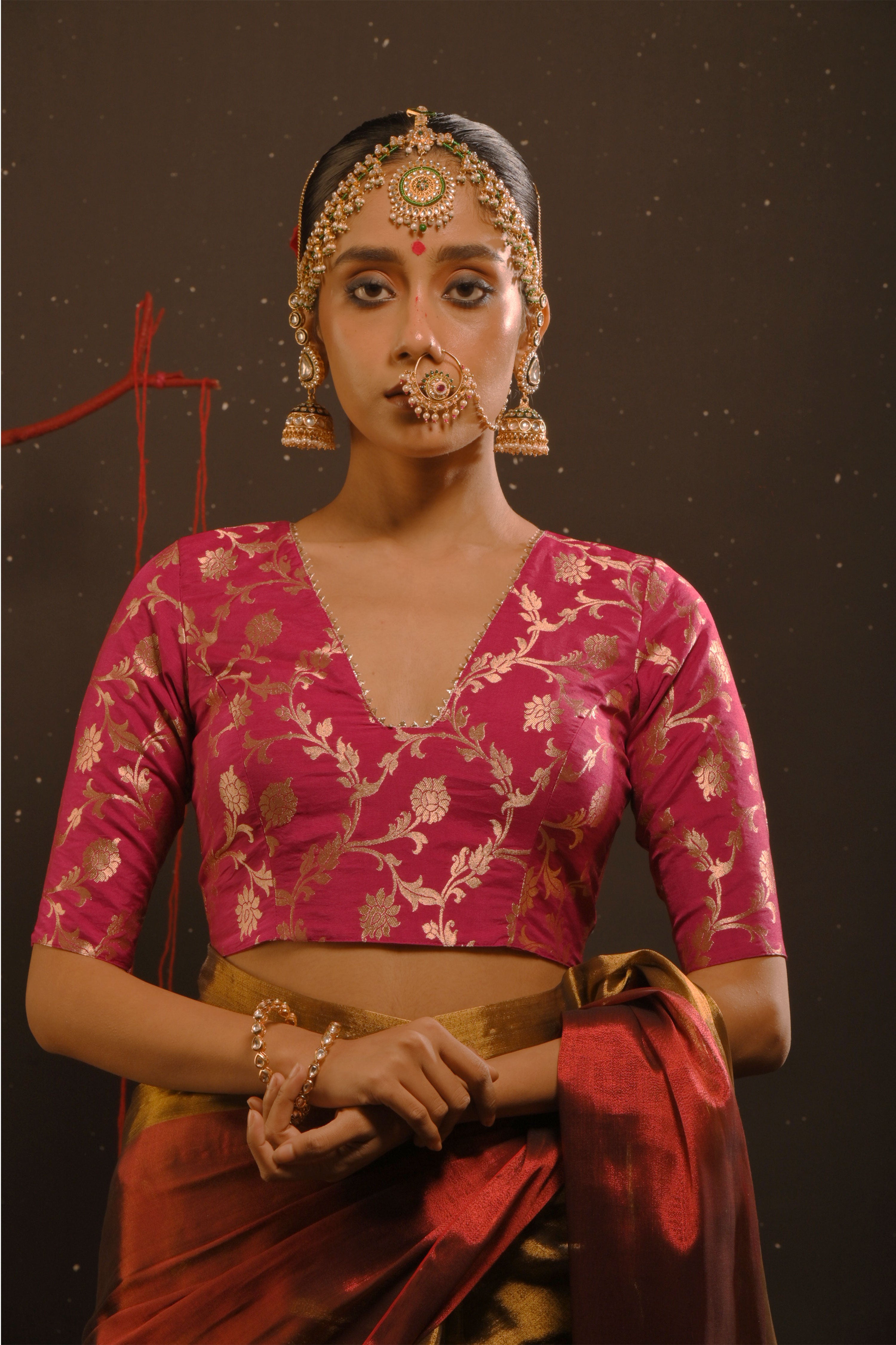 Agniksha I Purple floral brocade blouse