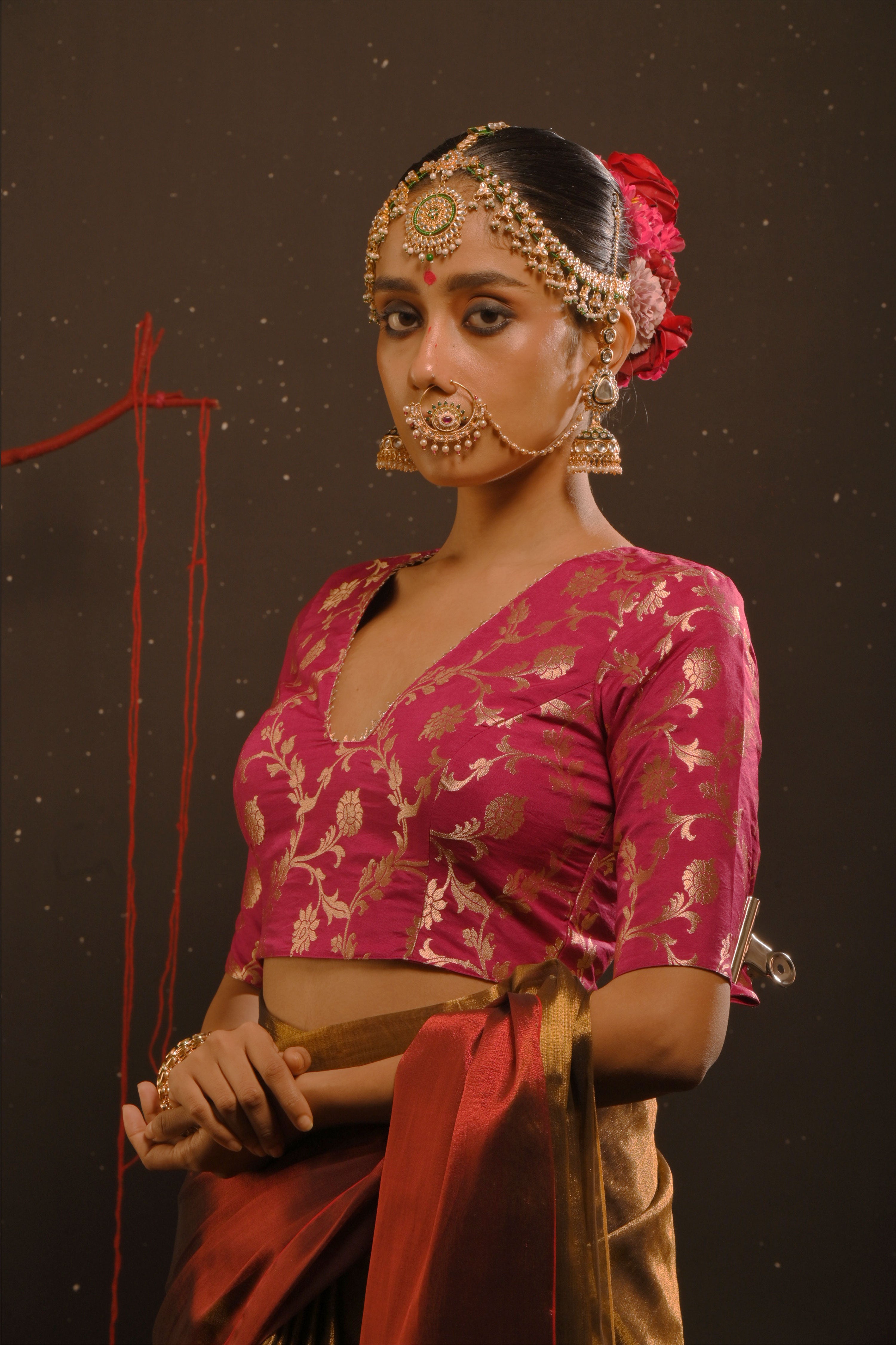 Agniksha I Purple floral brocade blouse