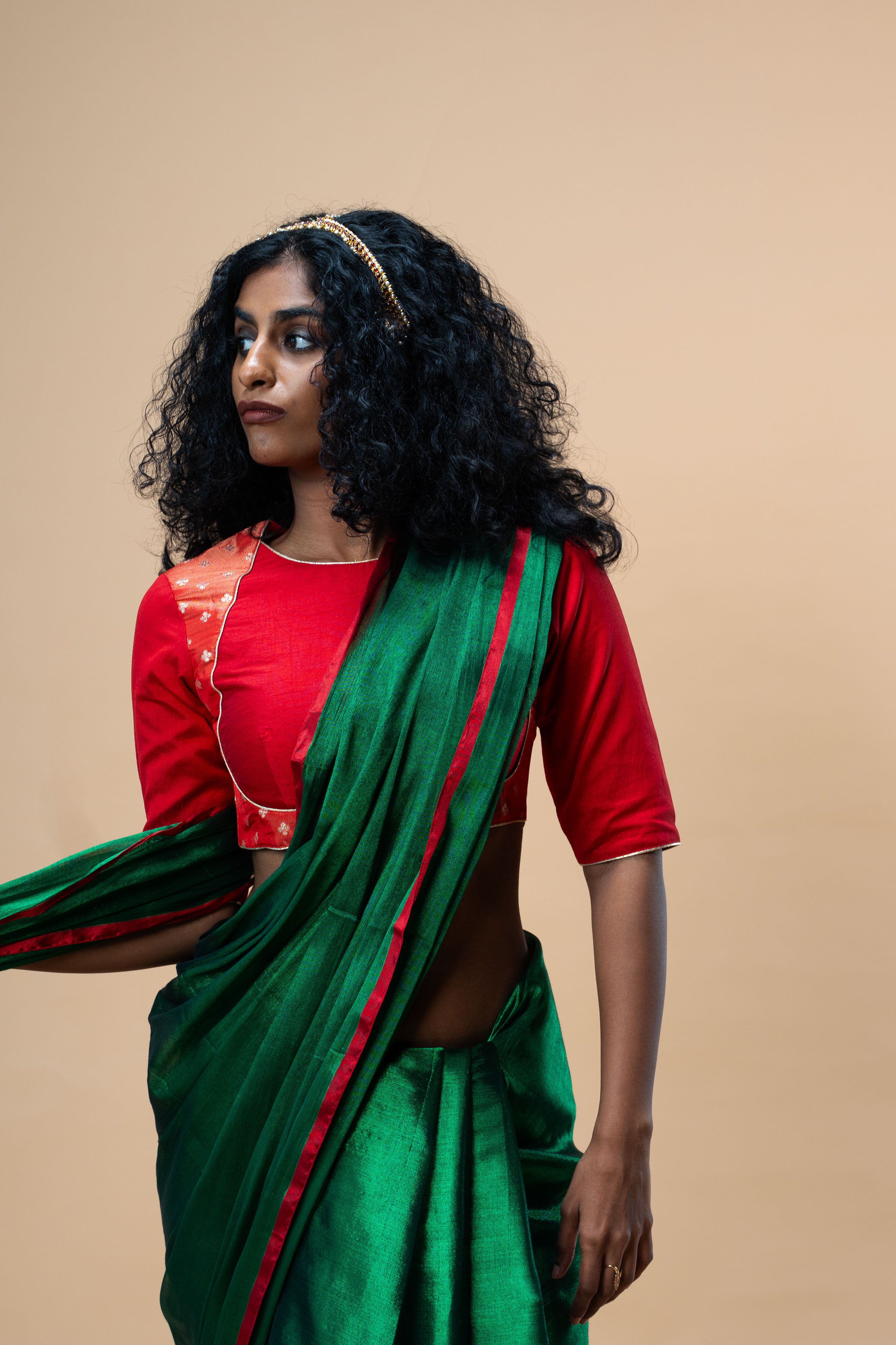 Rushali I Red brocade silk angrakha blouse