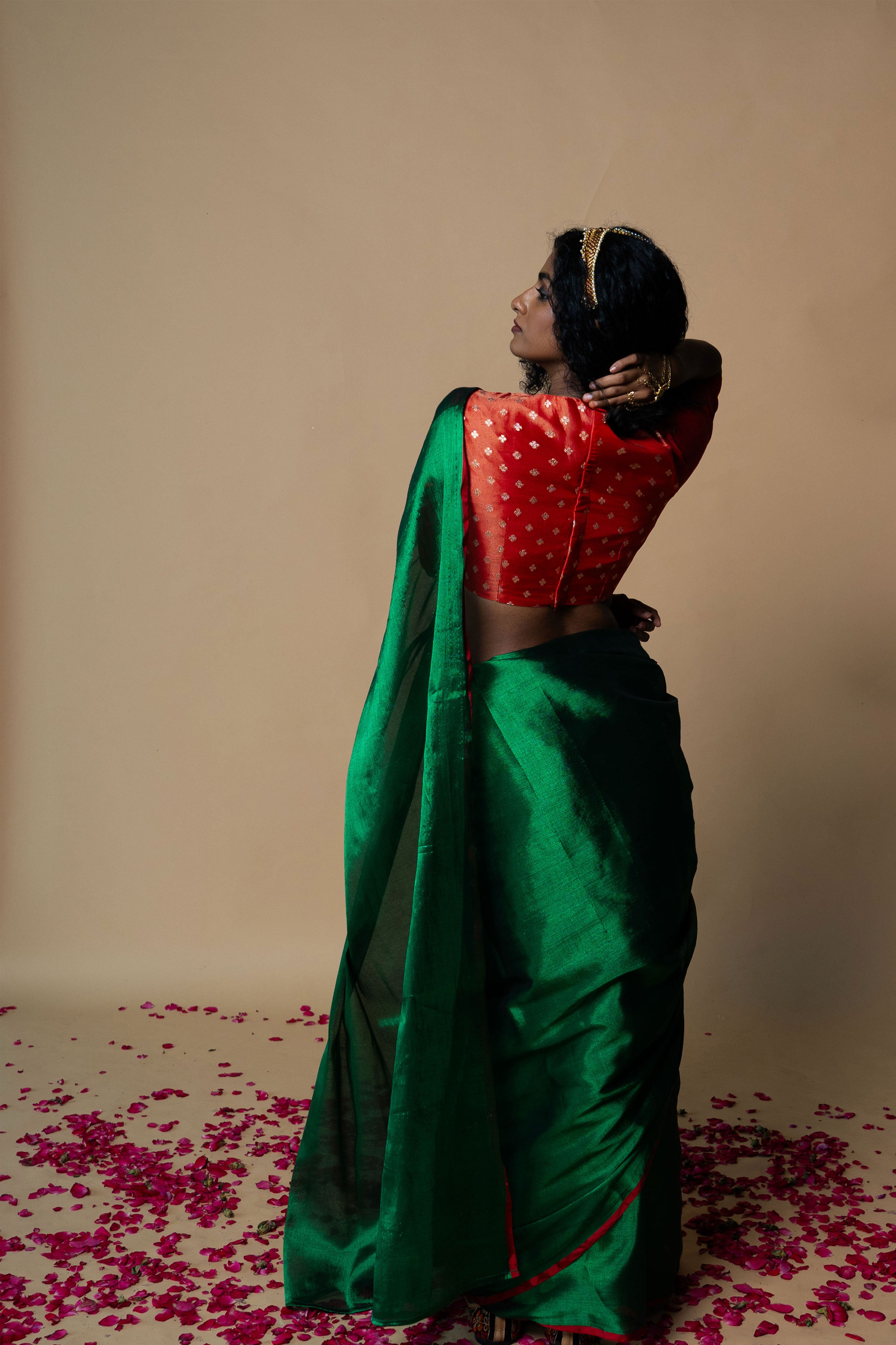 Rushali I Red brocade silk angrakha blouse