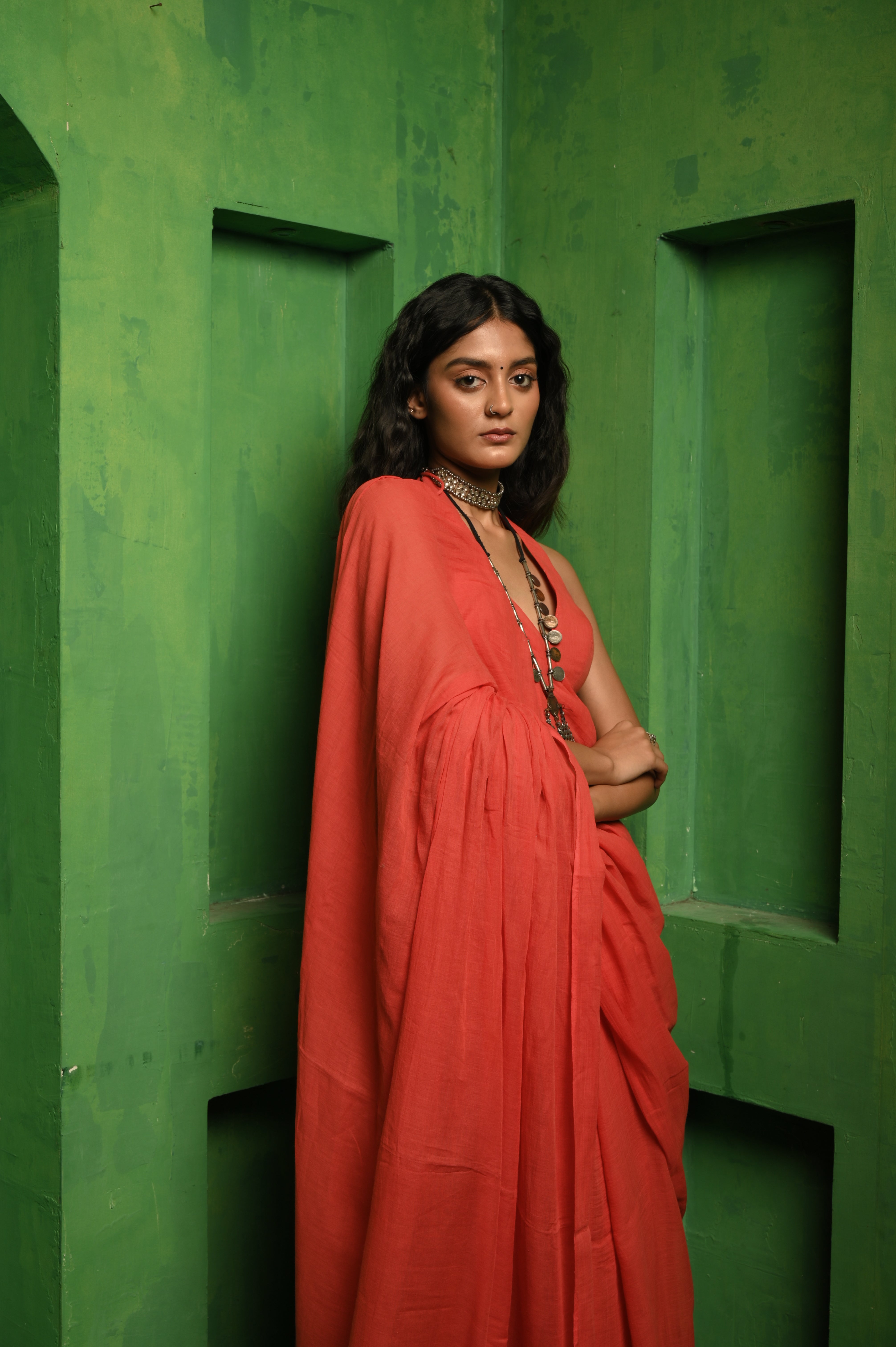 Handwoven Red Mul Modal Saree with Ready to Wear Blouse Combo (Red Velvet Treat & Cherry Cordial)