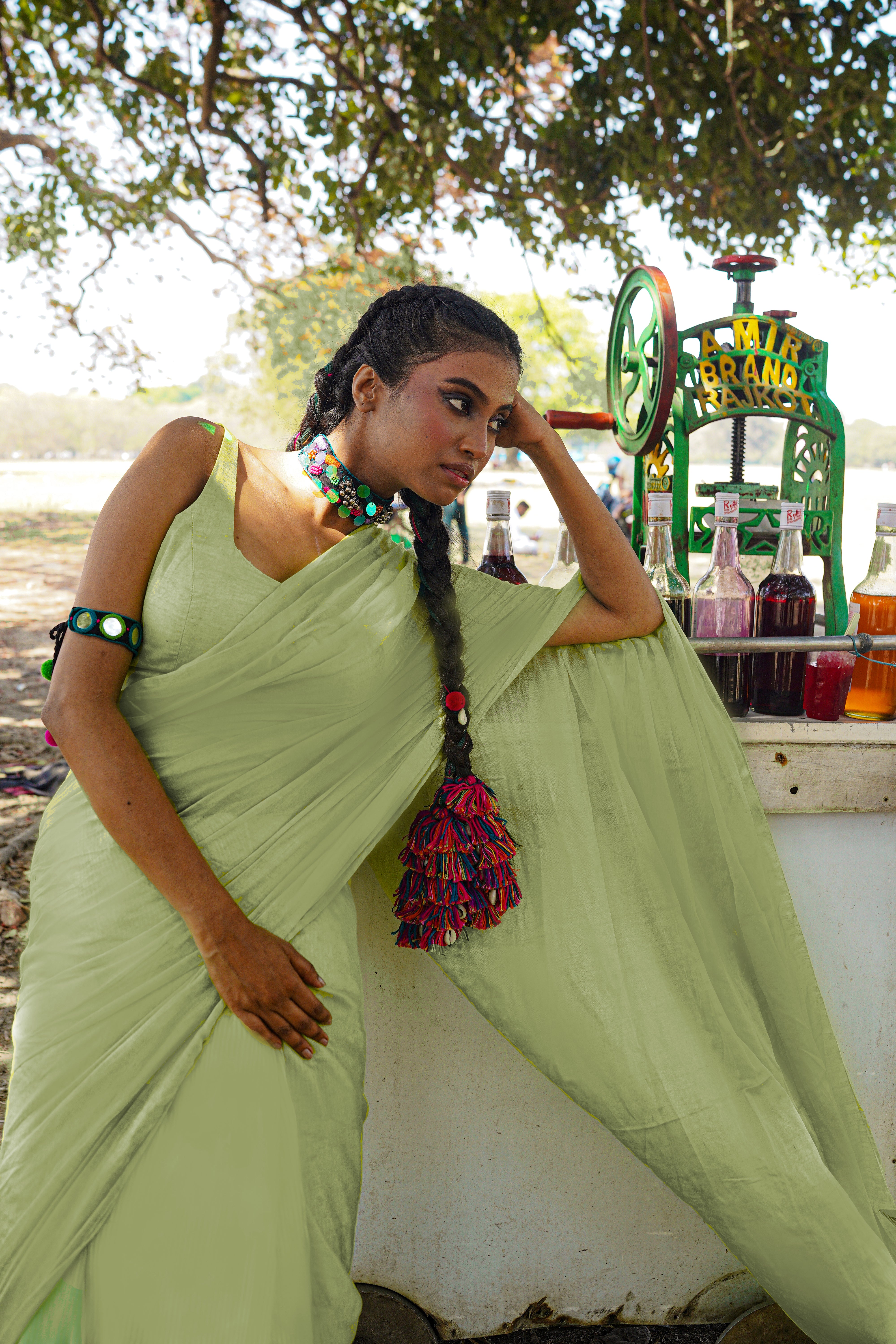 NIMBU ICE GOLA TLR-401 I SOLID HANDLOOM COTTON SILK SAREE WITH MINIMAL FLAWS