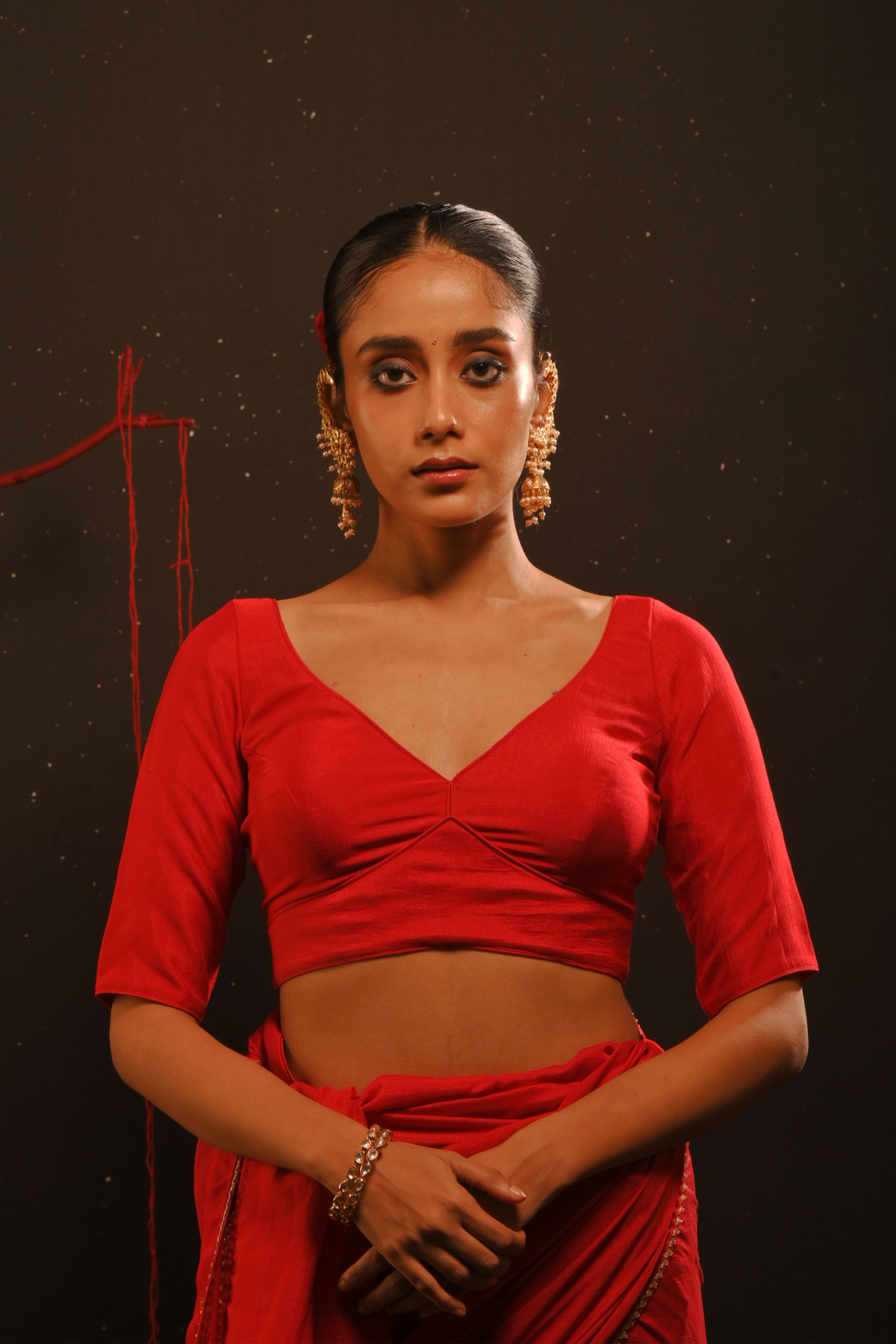 Amiha I Red Chinon Blouse