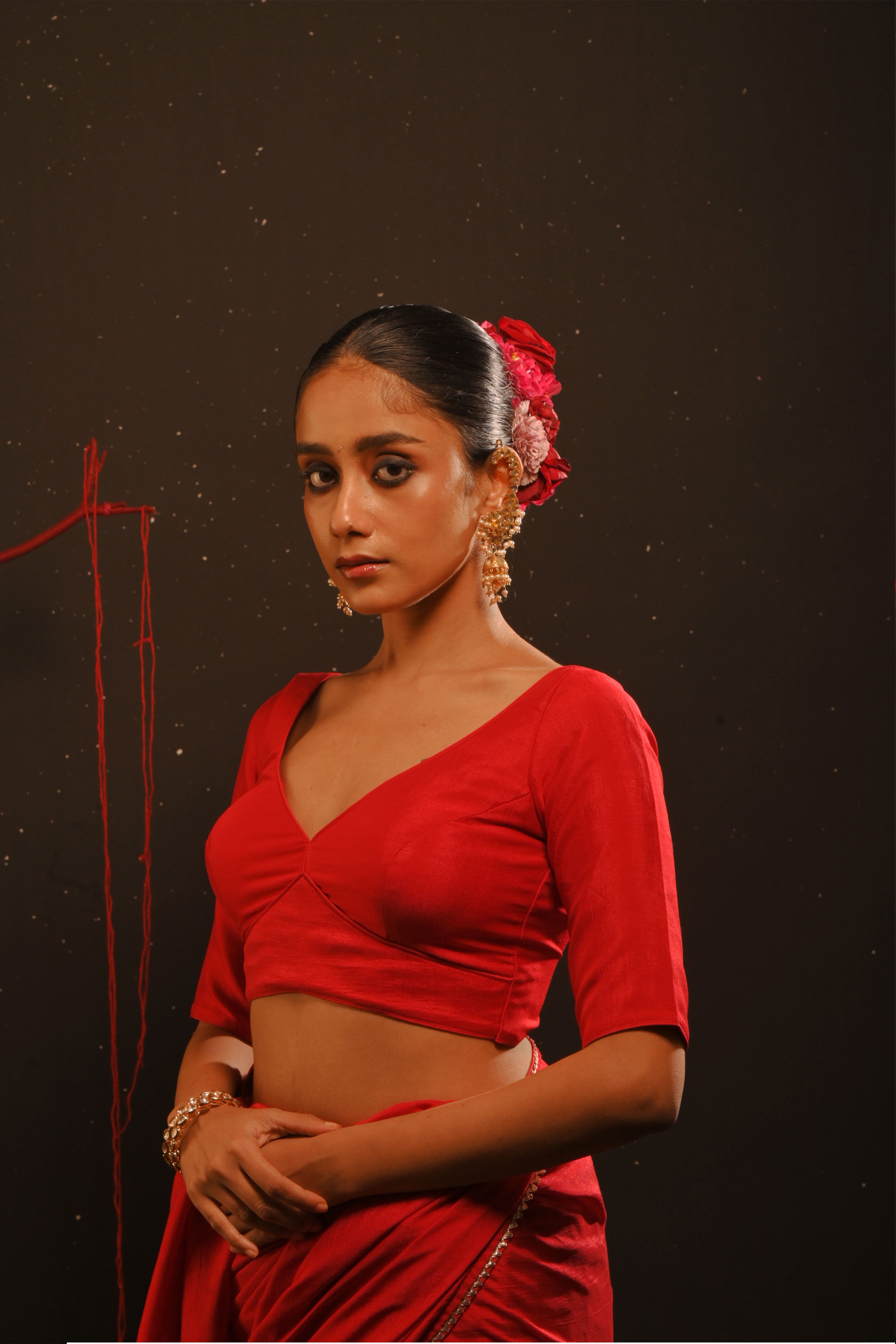 Amiha I Red Chinon Blouse