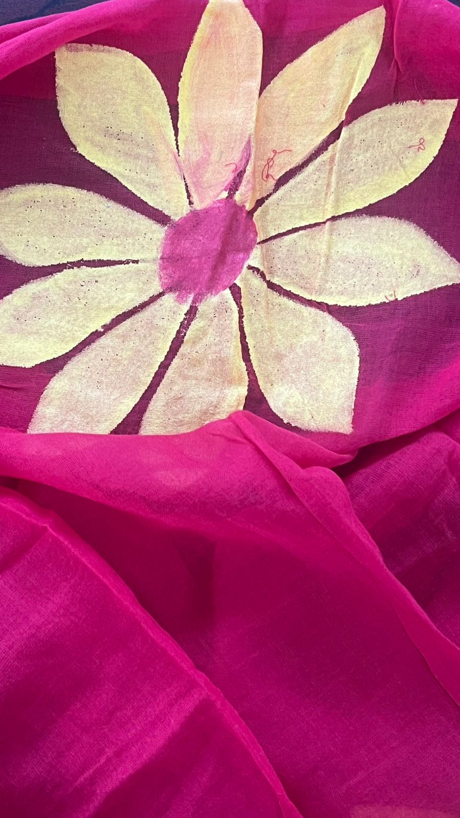 Anokha Pyaar TLR-363 I Red mul cotton handpainted florals handloom saree with Minimal Flaws