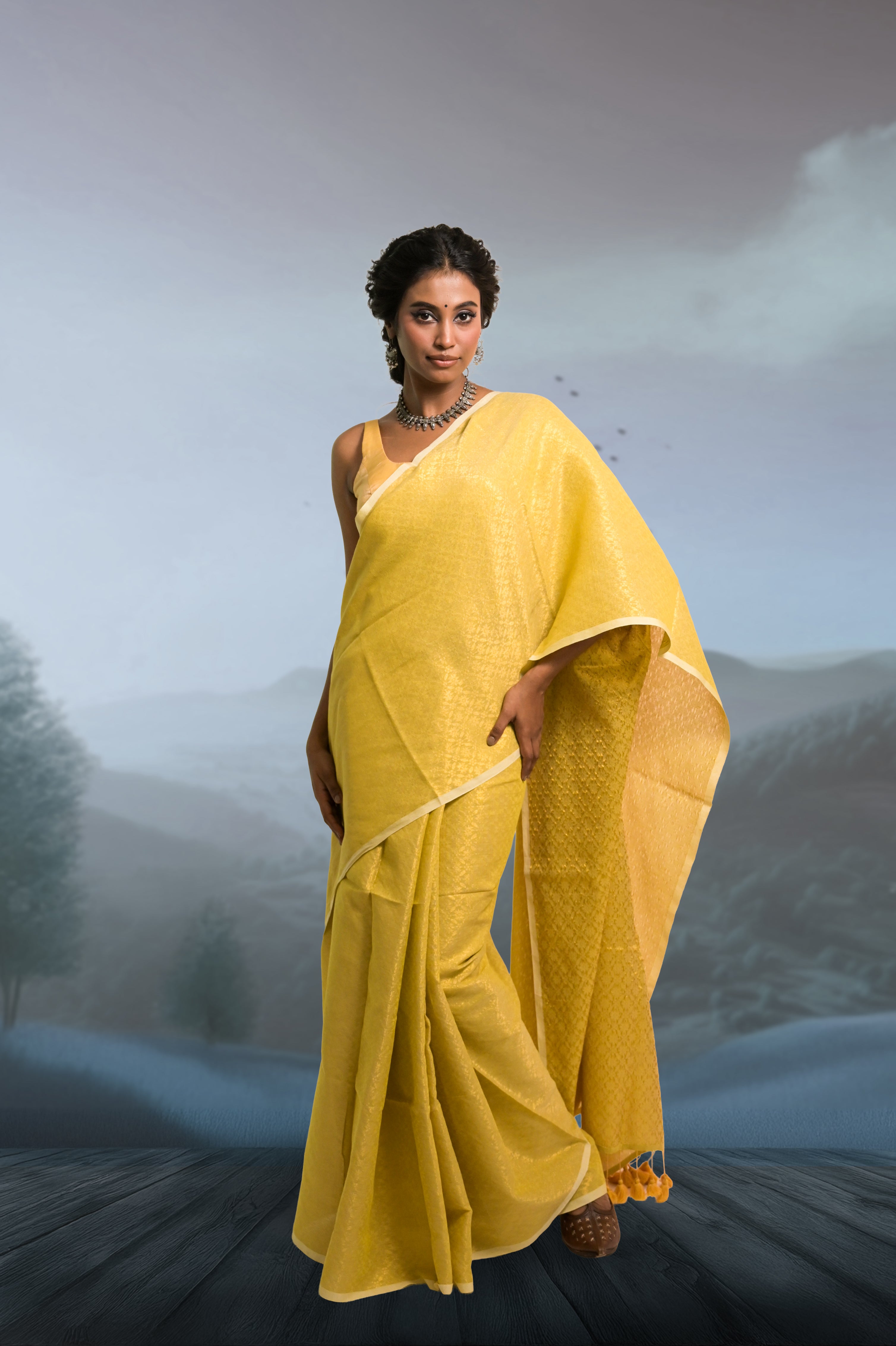 Yellow-handloom-cotton-brocade-saree