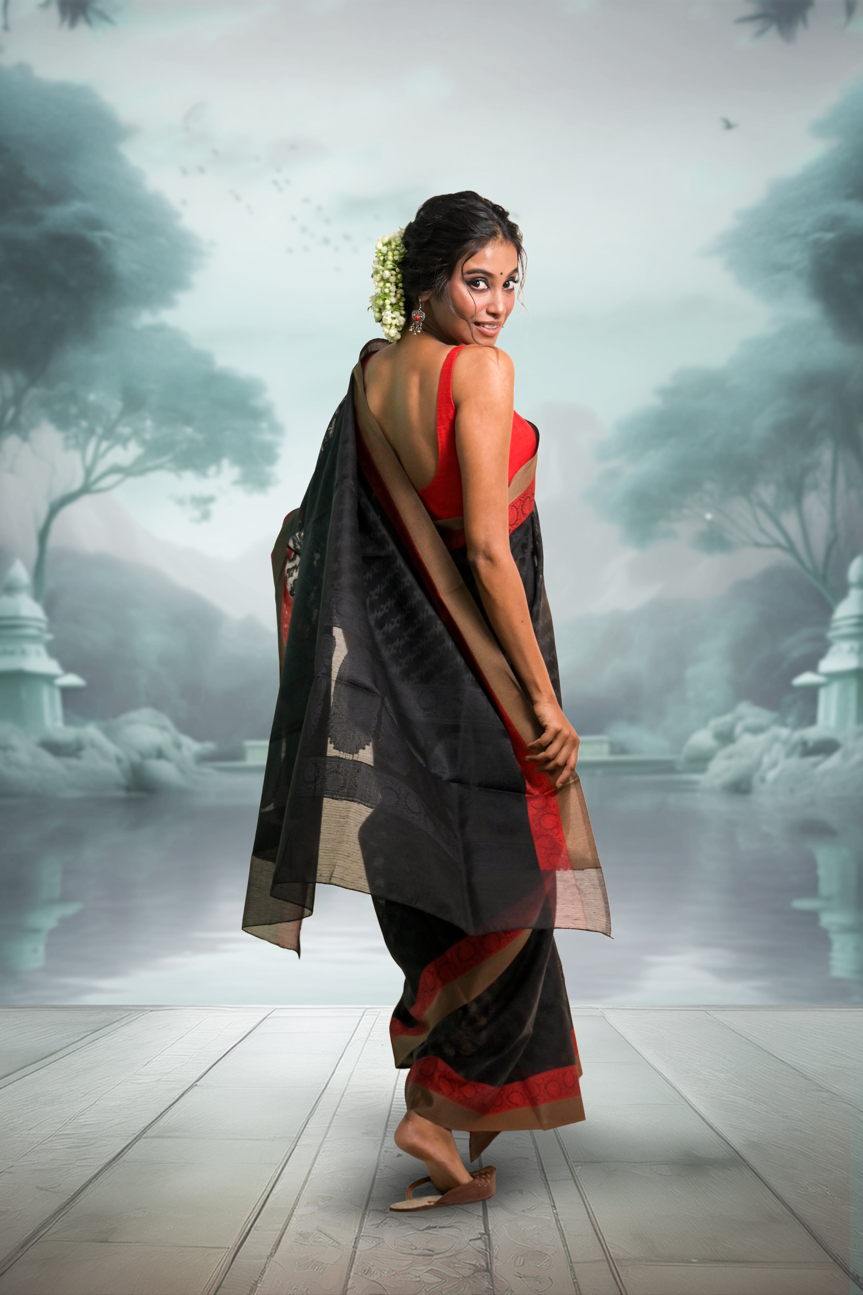 black-cotton-saree-with-ecru-border
