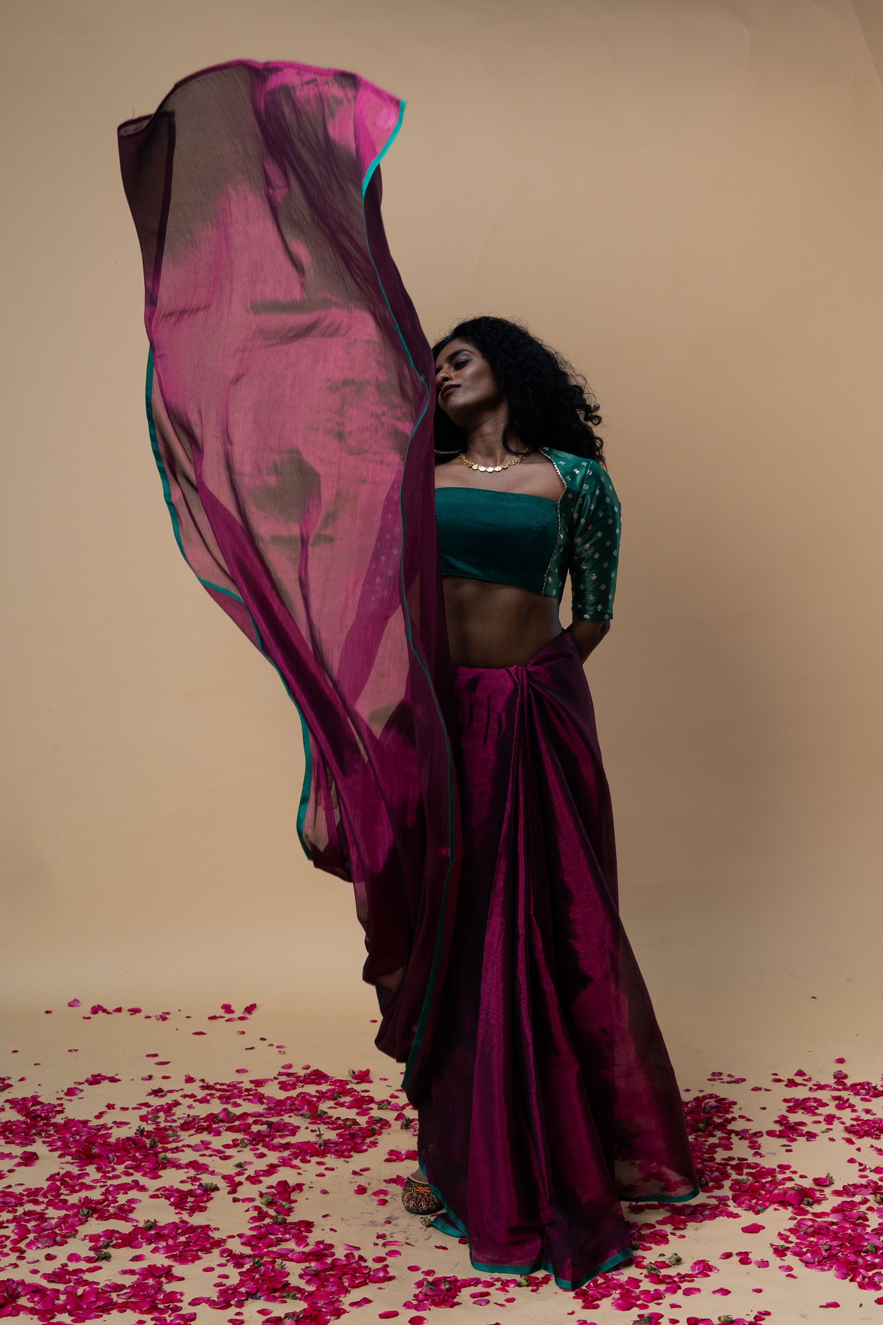 dark-pink-tissue-saree-with-green-border-handwoven-saree