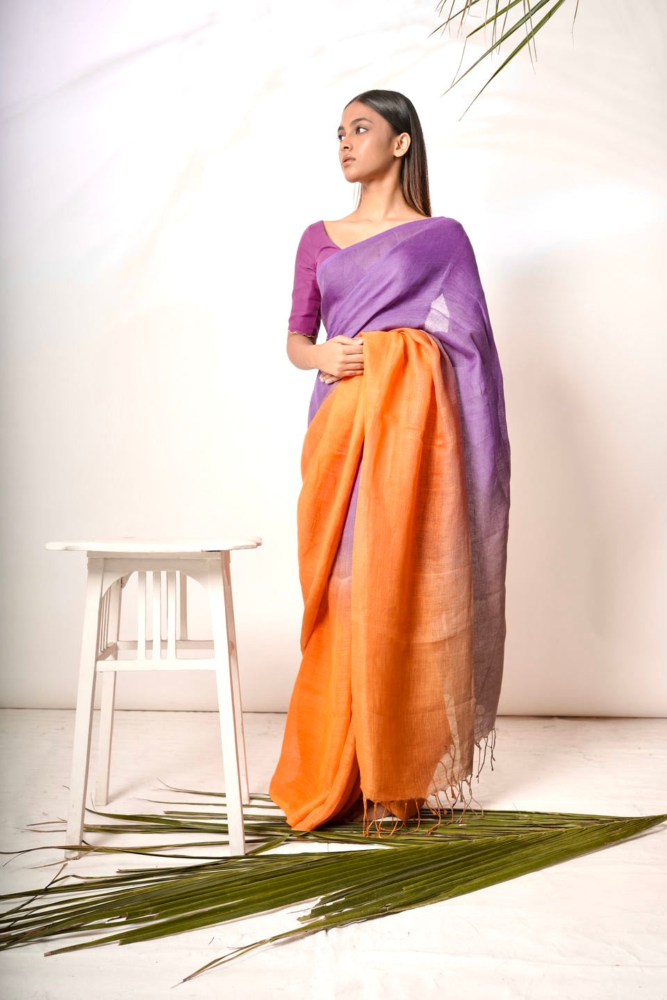dual-colour-ombre-handloom-linen-saree