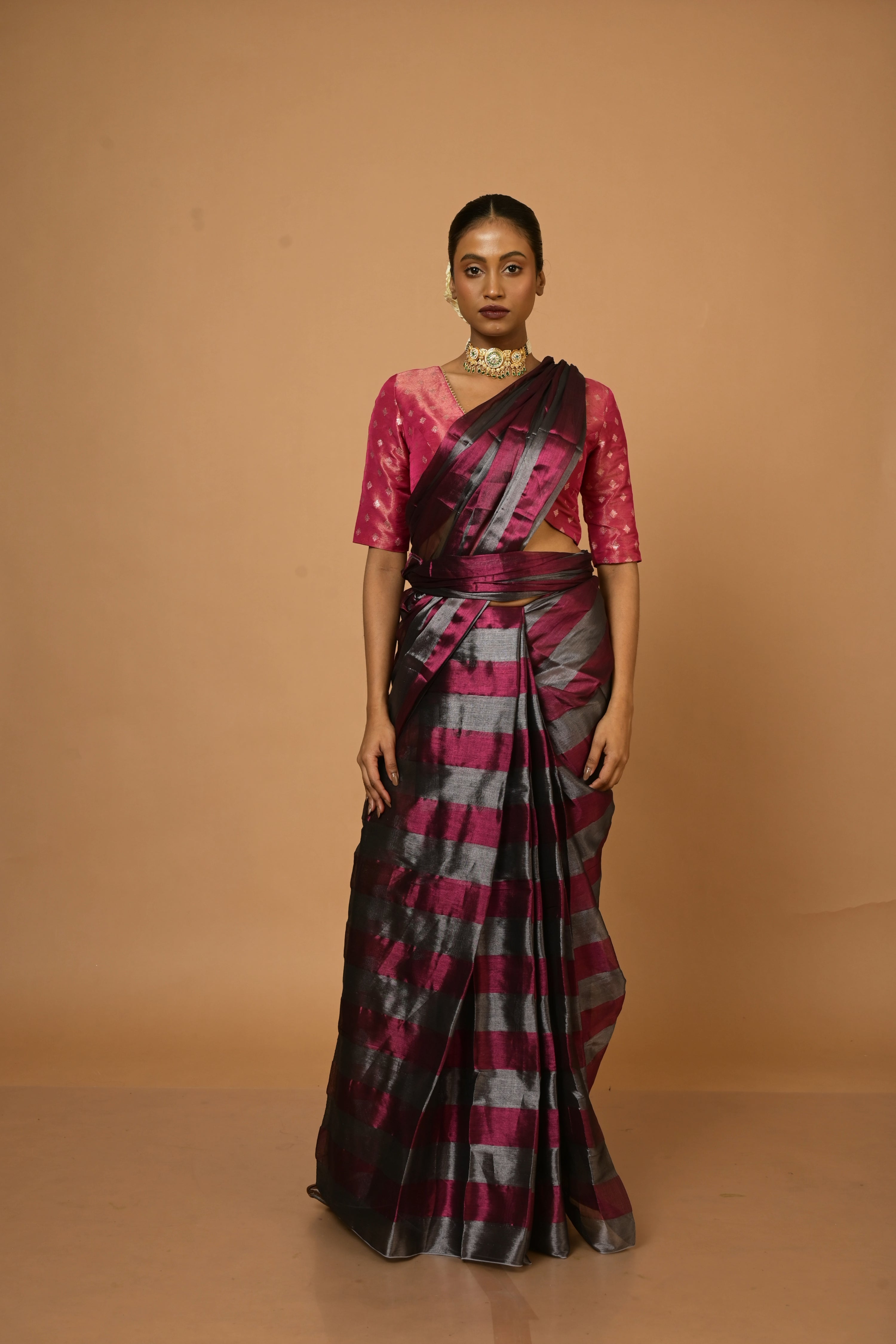 dual-coloured-striped-tissue-saree