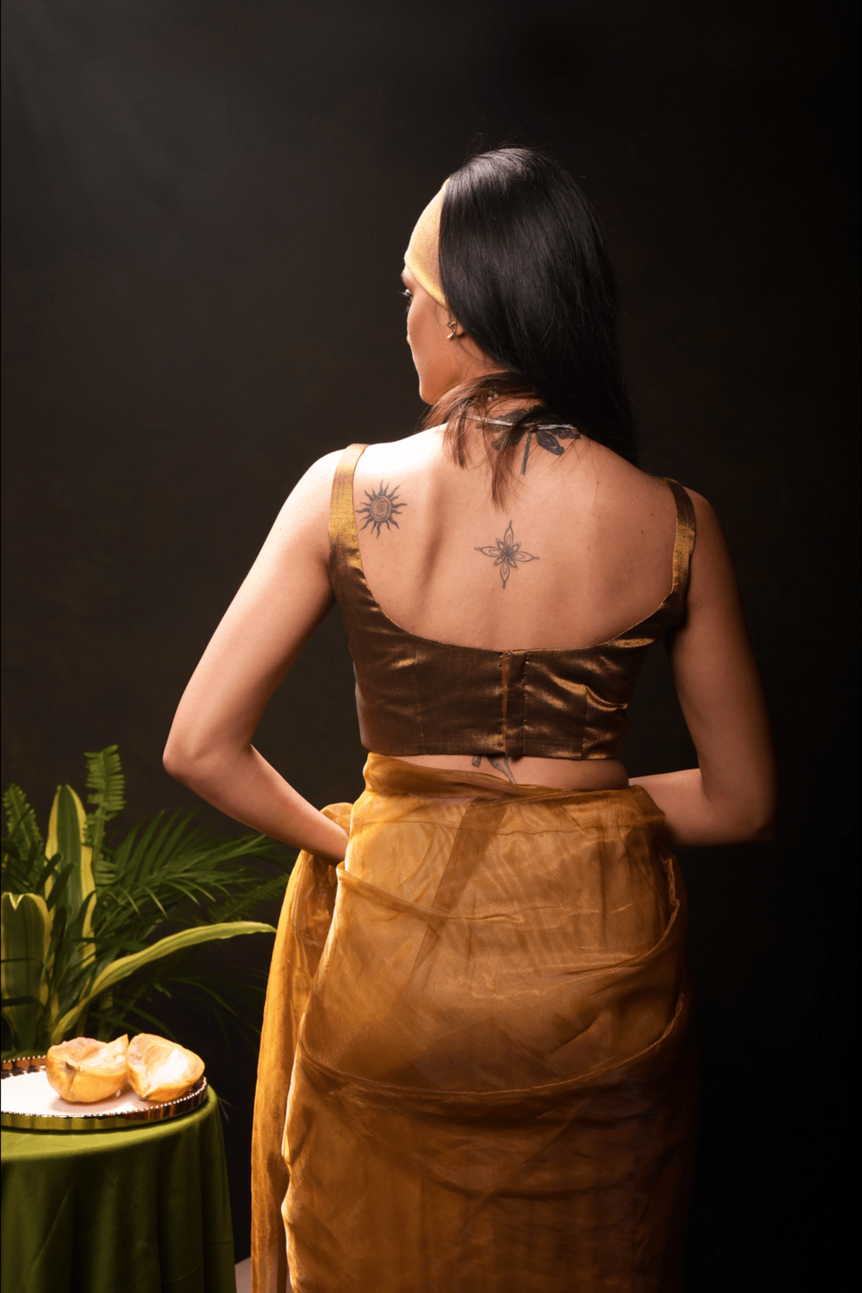 golden-sleeveless-blouse