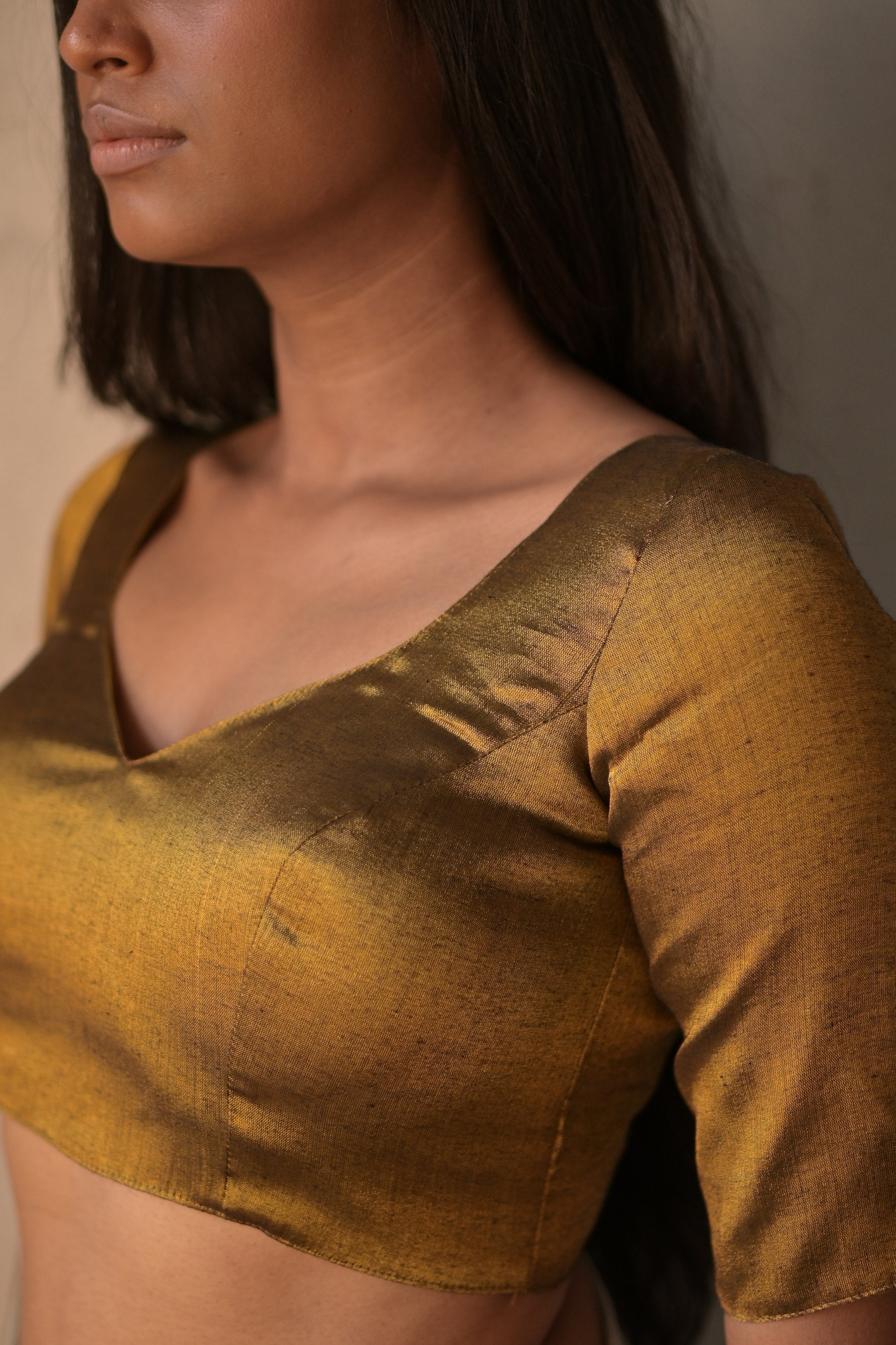 golden-sweetheart-neck-blouse