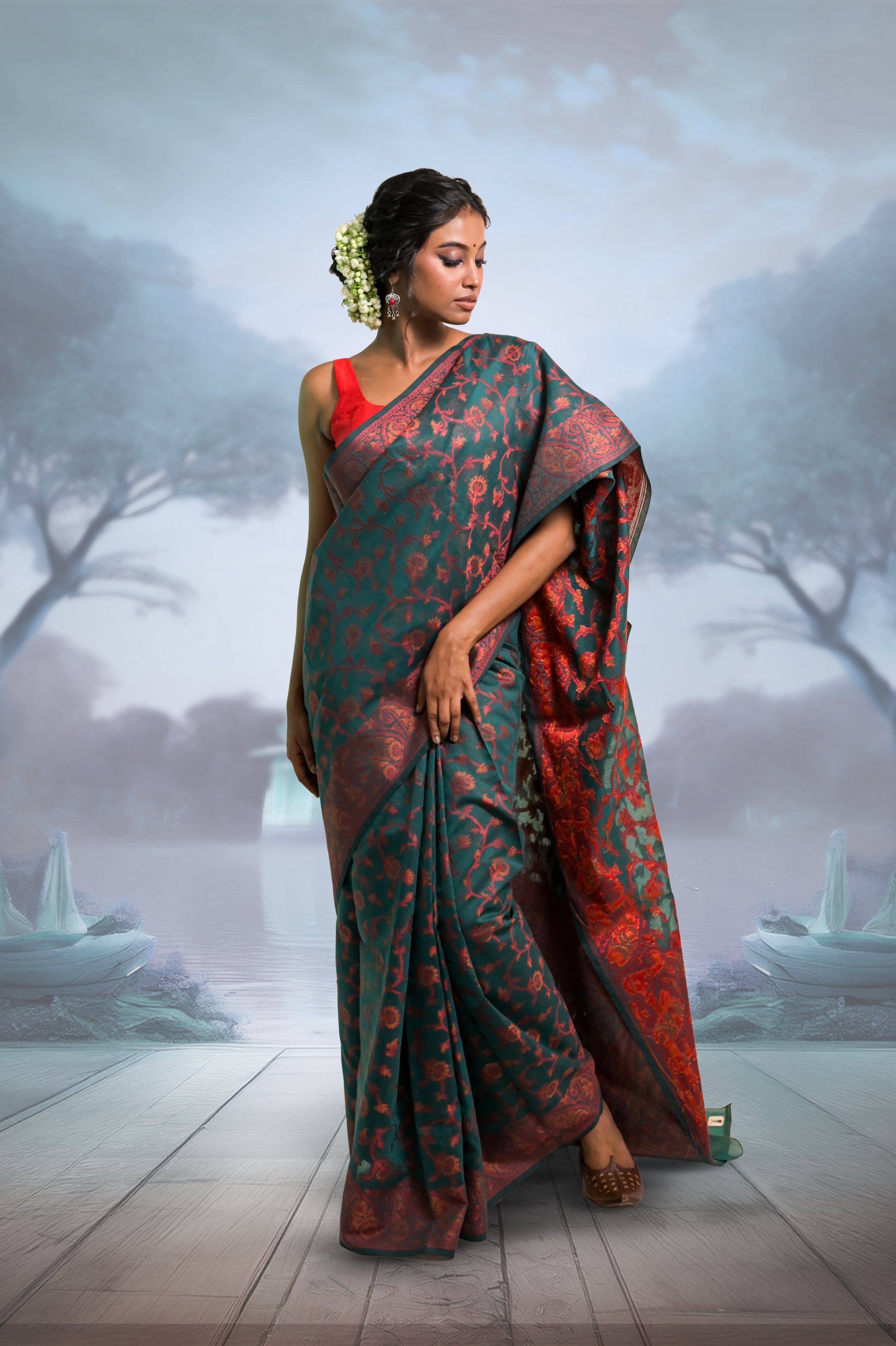 green-handloom-cotton-saree