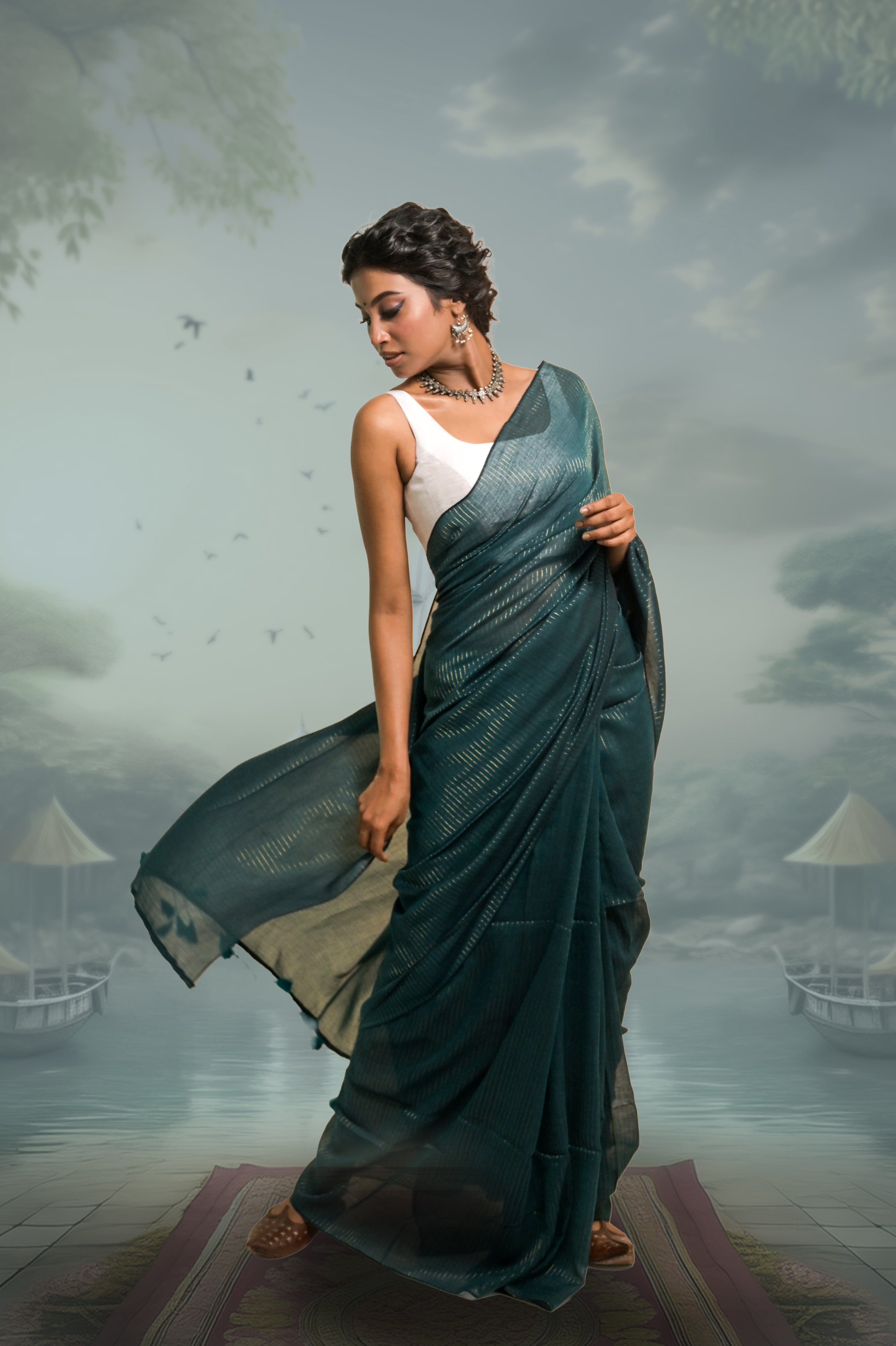 green-handloom-mul-cotton-saree