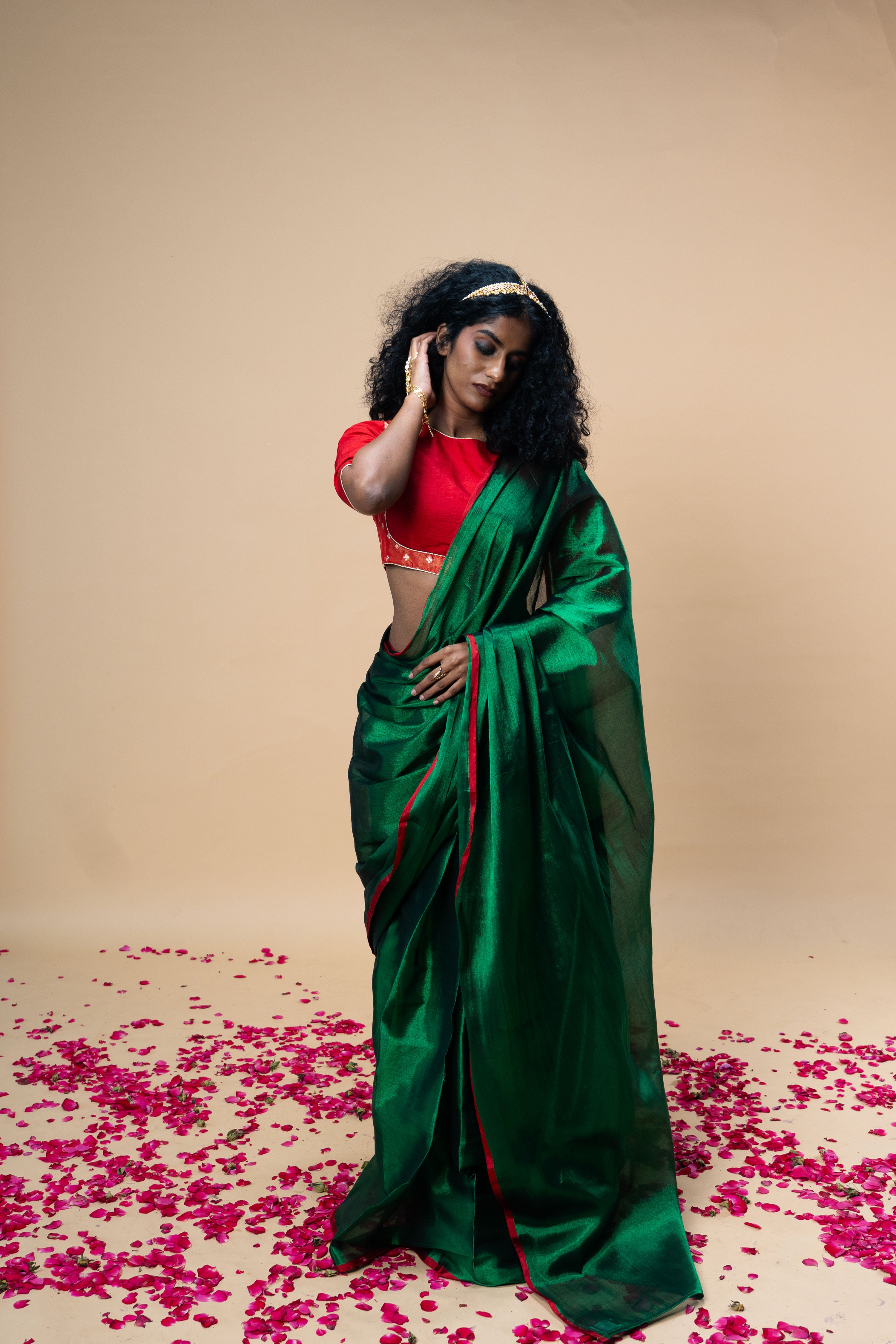 green-handloom-tissue-saree-with-red-border