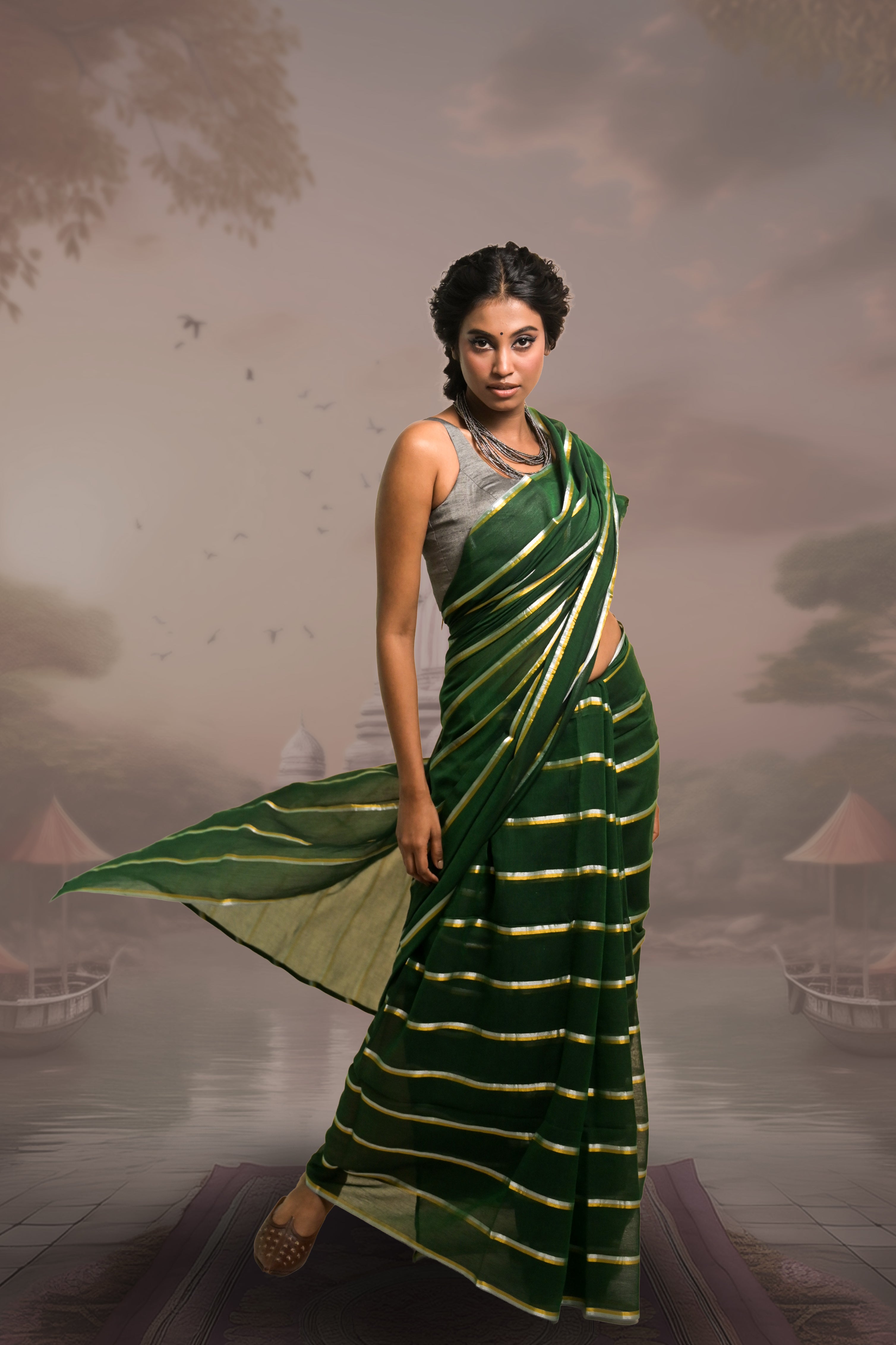 green-handwoven-mul-cotton-saree