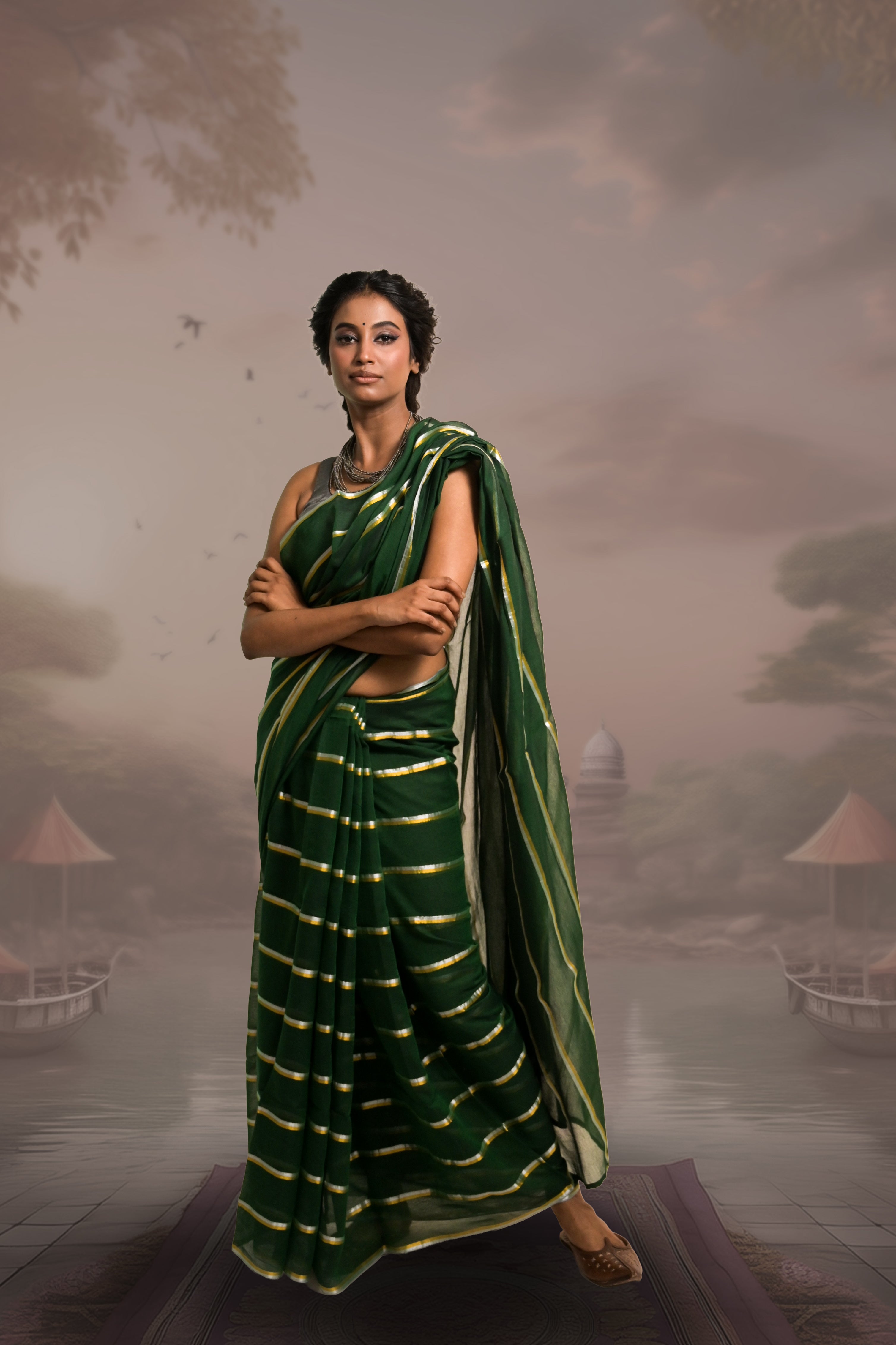 green-mul-mulcotton-striped-saree