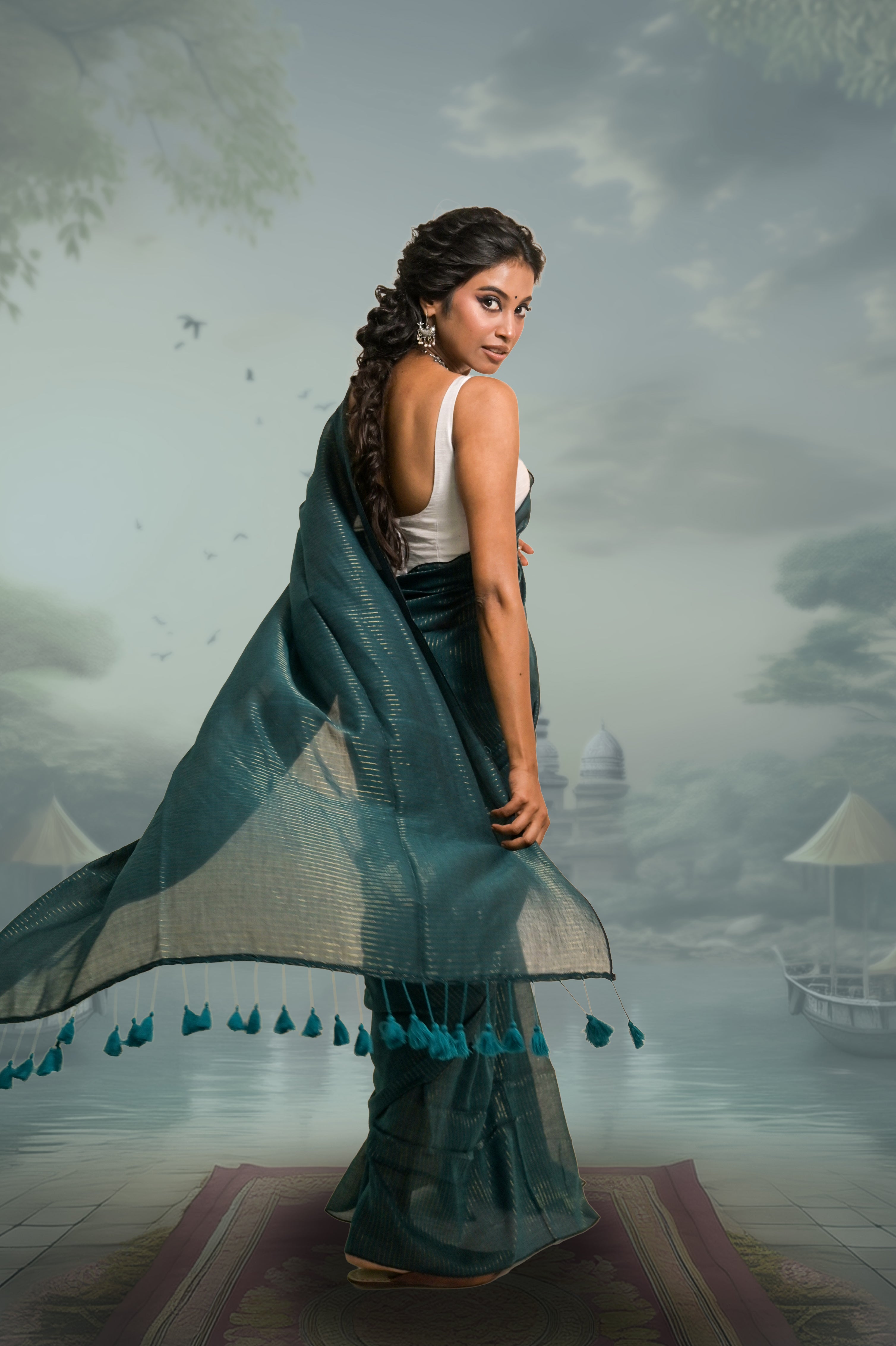 green-zari-striped-mul-cotton-saree-with-tassels