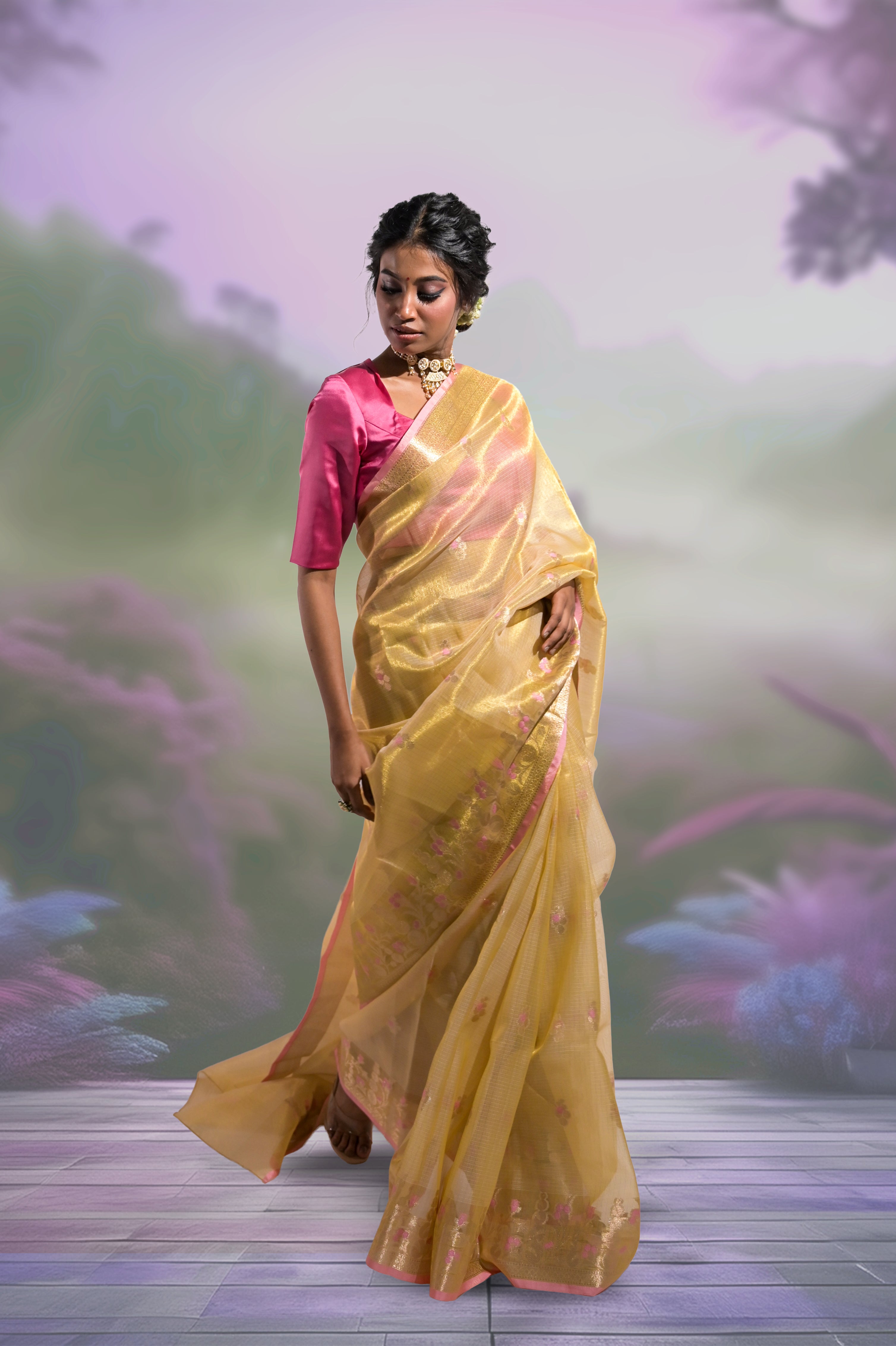 light-yellow-handloom-kota-tissue-banarasi-saree