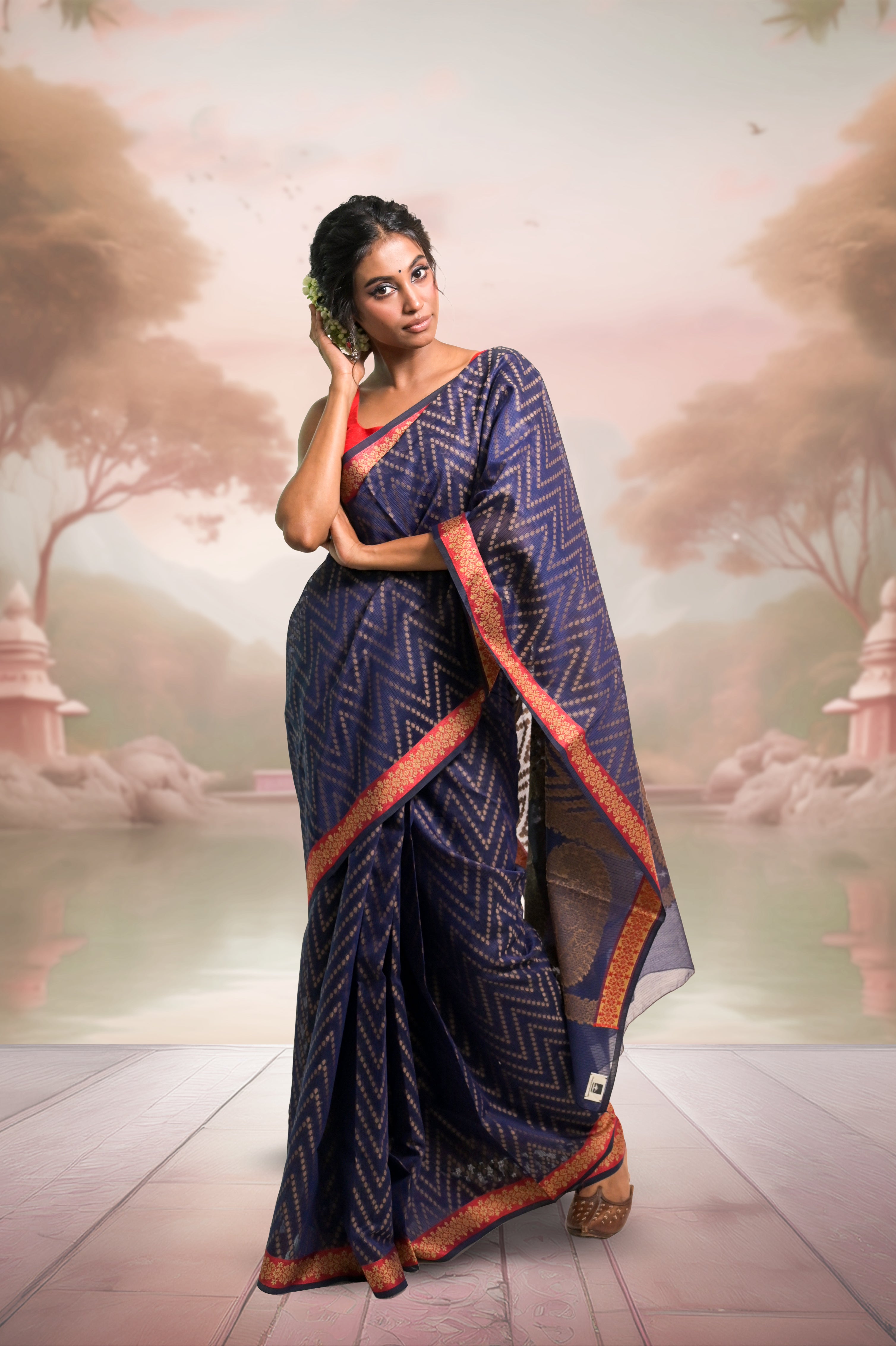 navyblue-handloom-cotton-saree-with-banarasi-border