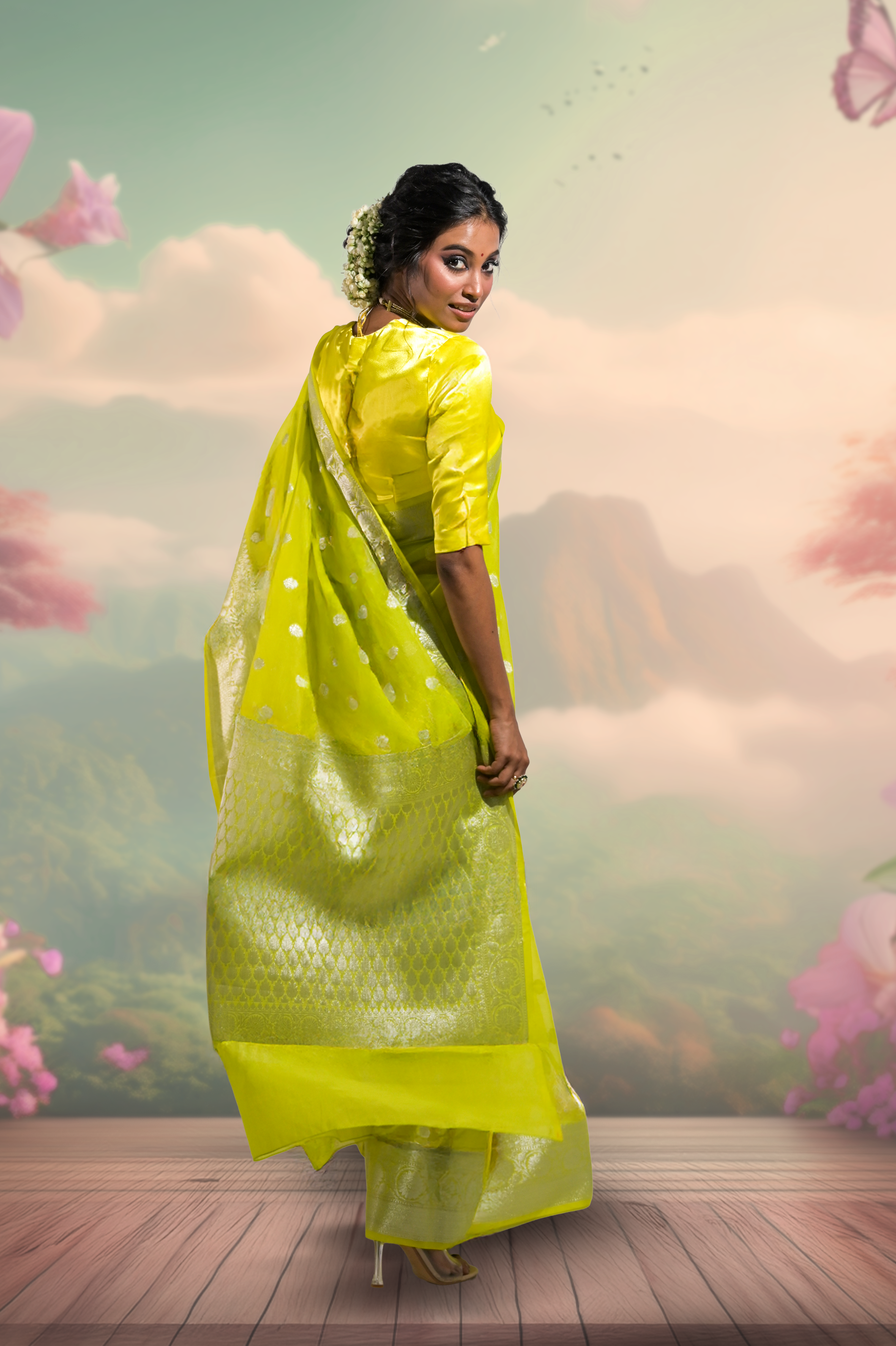 neon-green-coloured-banarasi-saree
