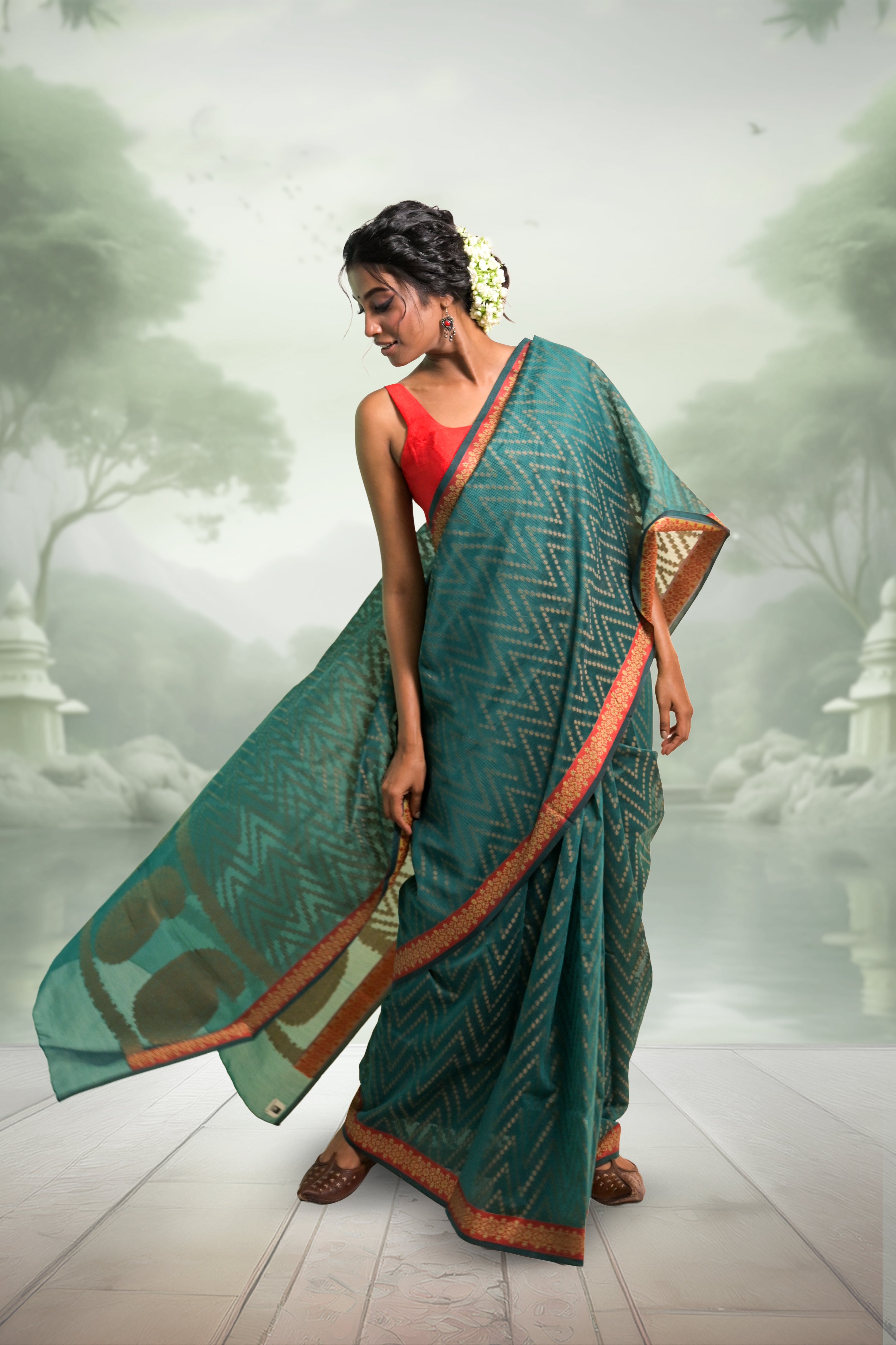 sea-green-coloured-cotton-saree