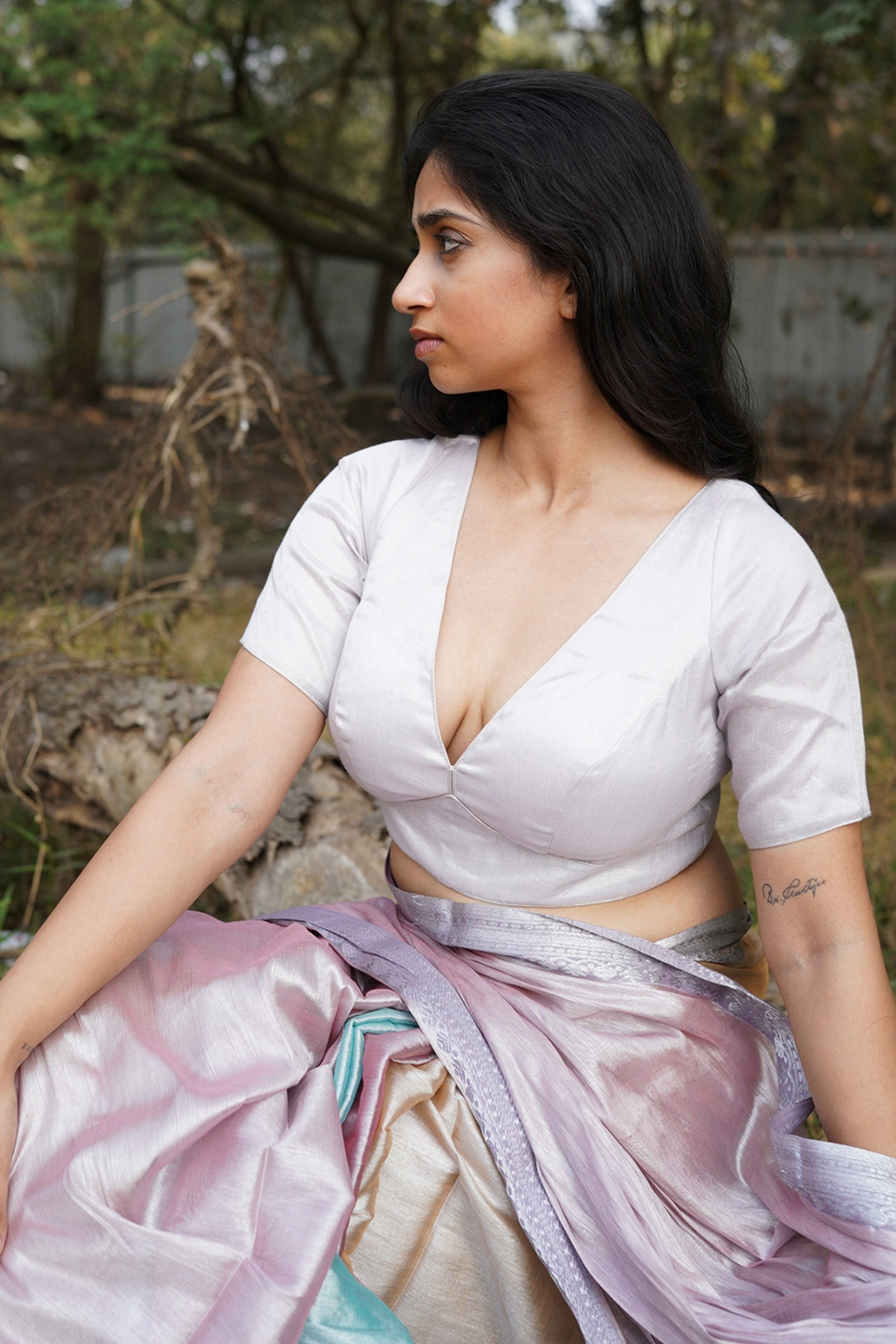 white-plunging-neck-blouse